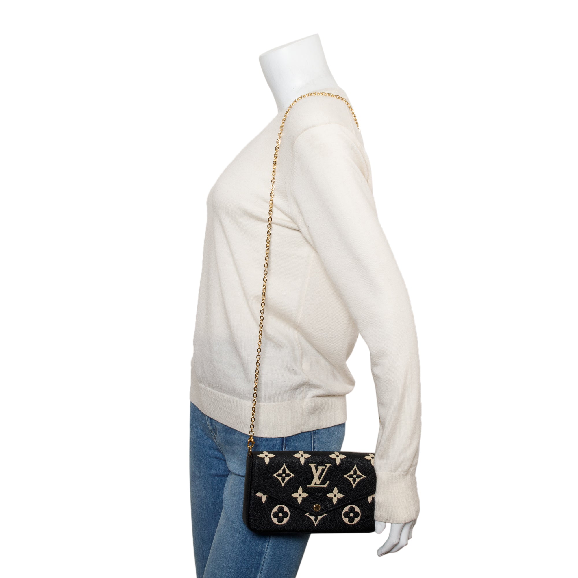 Louis Vuitton 2022 Bicolor Monogram Empreinte Leather Felicie Pochette w/ Inserts & Box