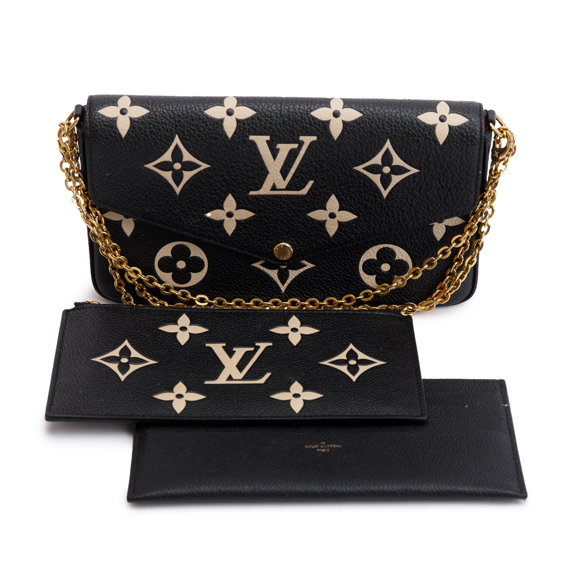 Louis Vuitton 2022 Bicolor Monogram Empreinte Leather Felicie Pochette w/ Inserts & Box