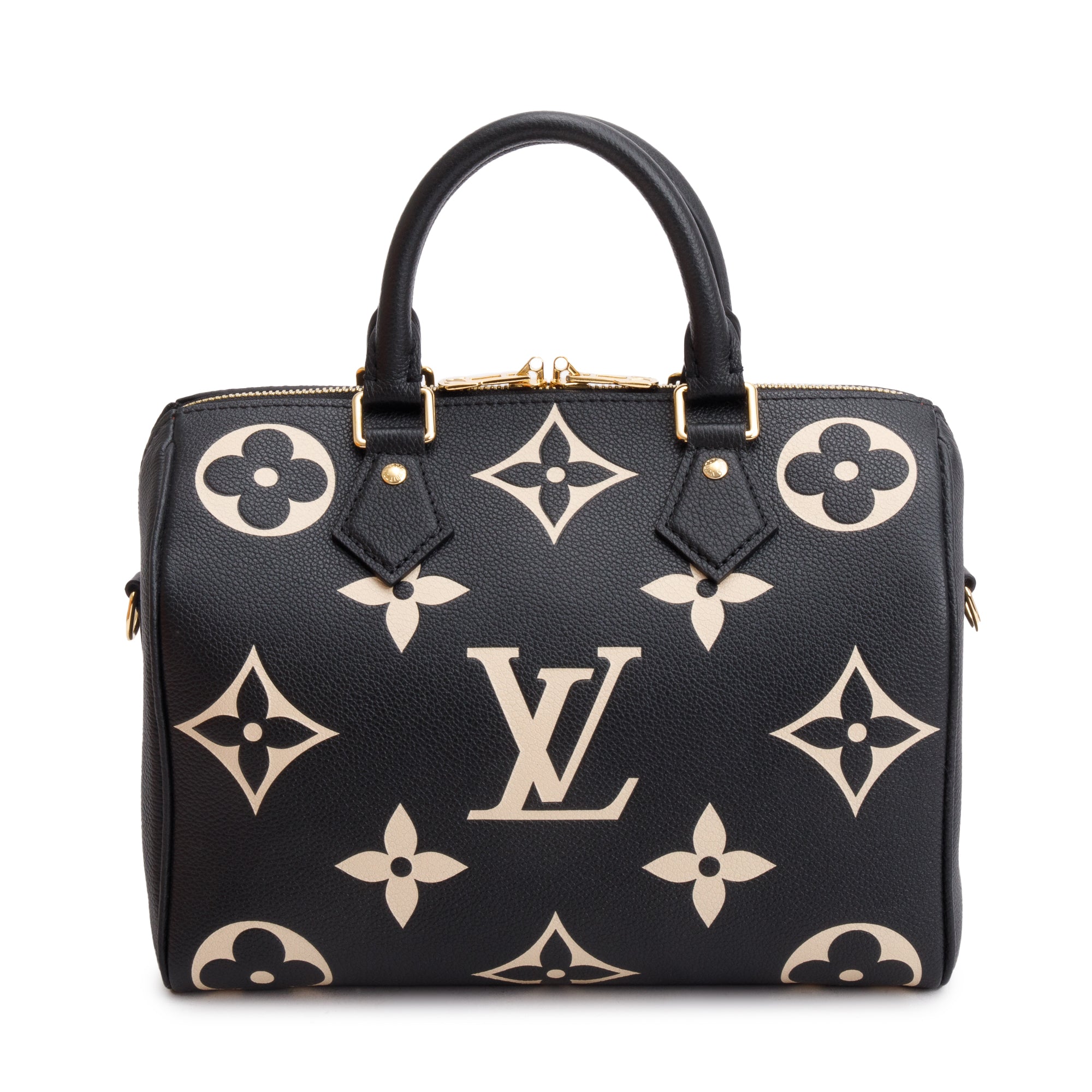 Louis Vuitton 2022 Bicolor Monogram Empreinte Leather Speedy Bandouliere 25 w/ Box