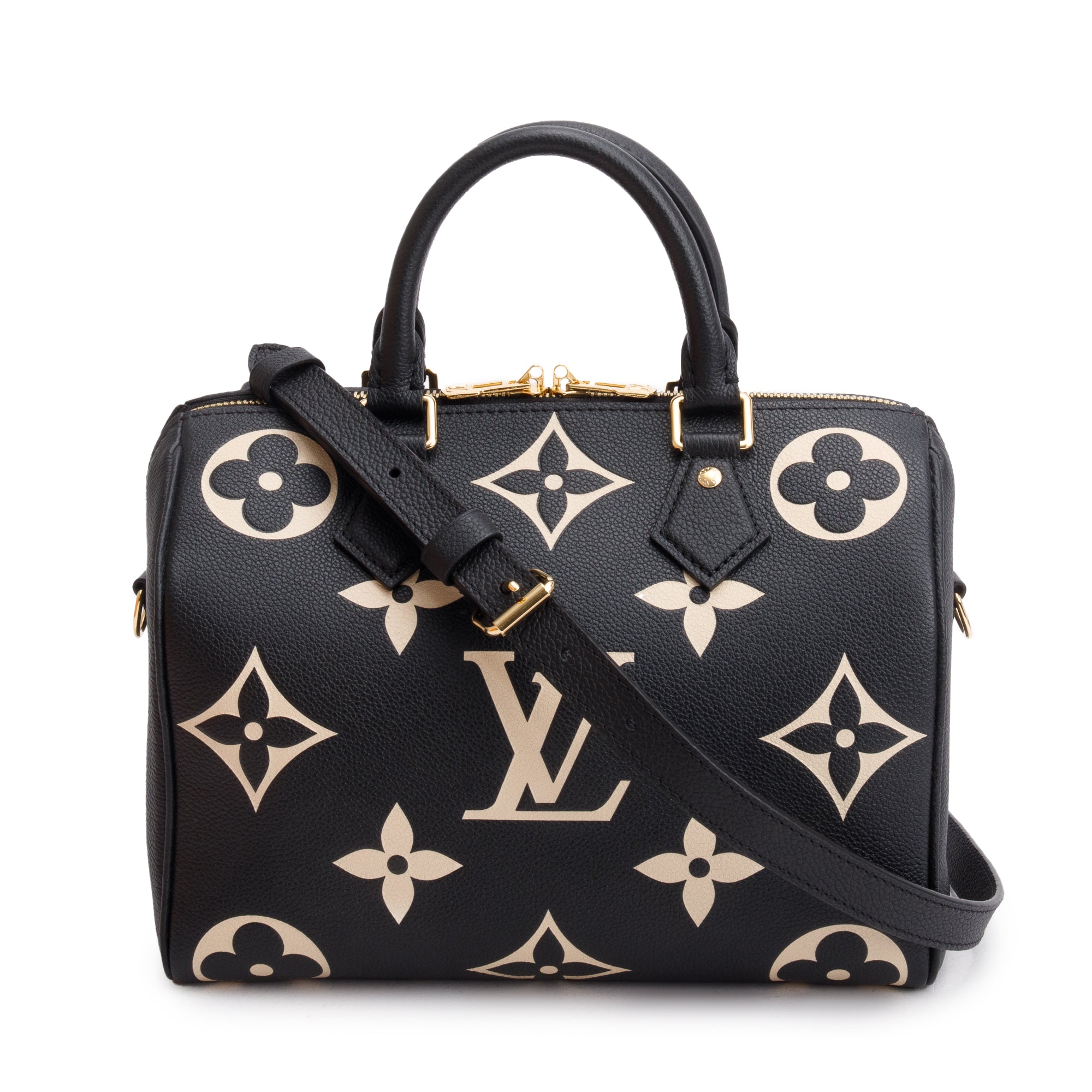 Louis Vuitton 2022 Bicolor Monogram Empreinte Leather Speedy Bandouliere 25 w/ Box
