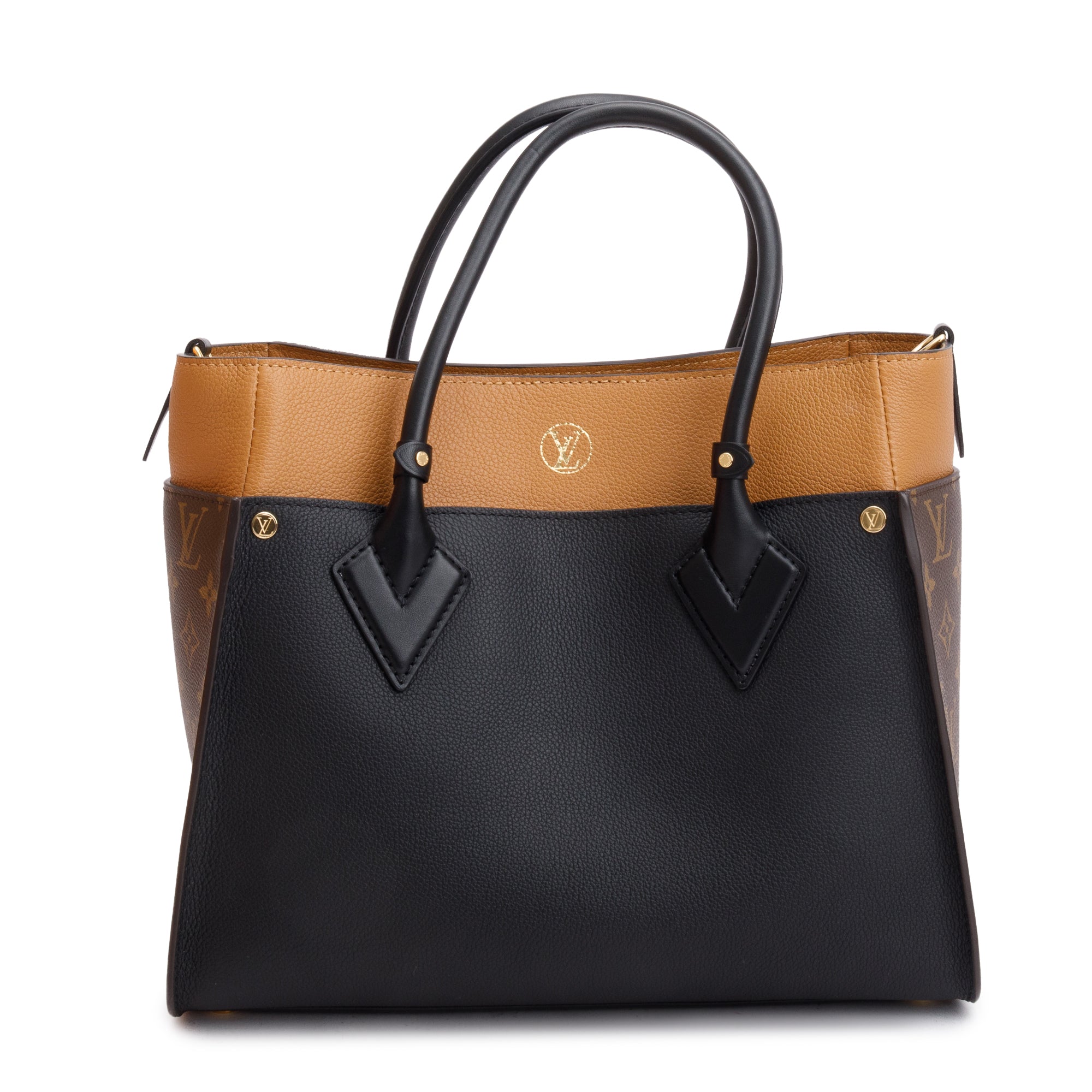 Louis Vuitton 2022 Black Calf Monogram On My Side MM Tote w/ Strap & Box
