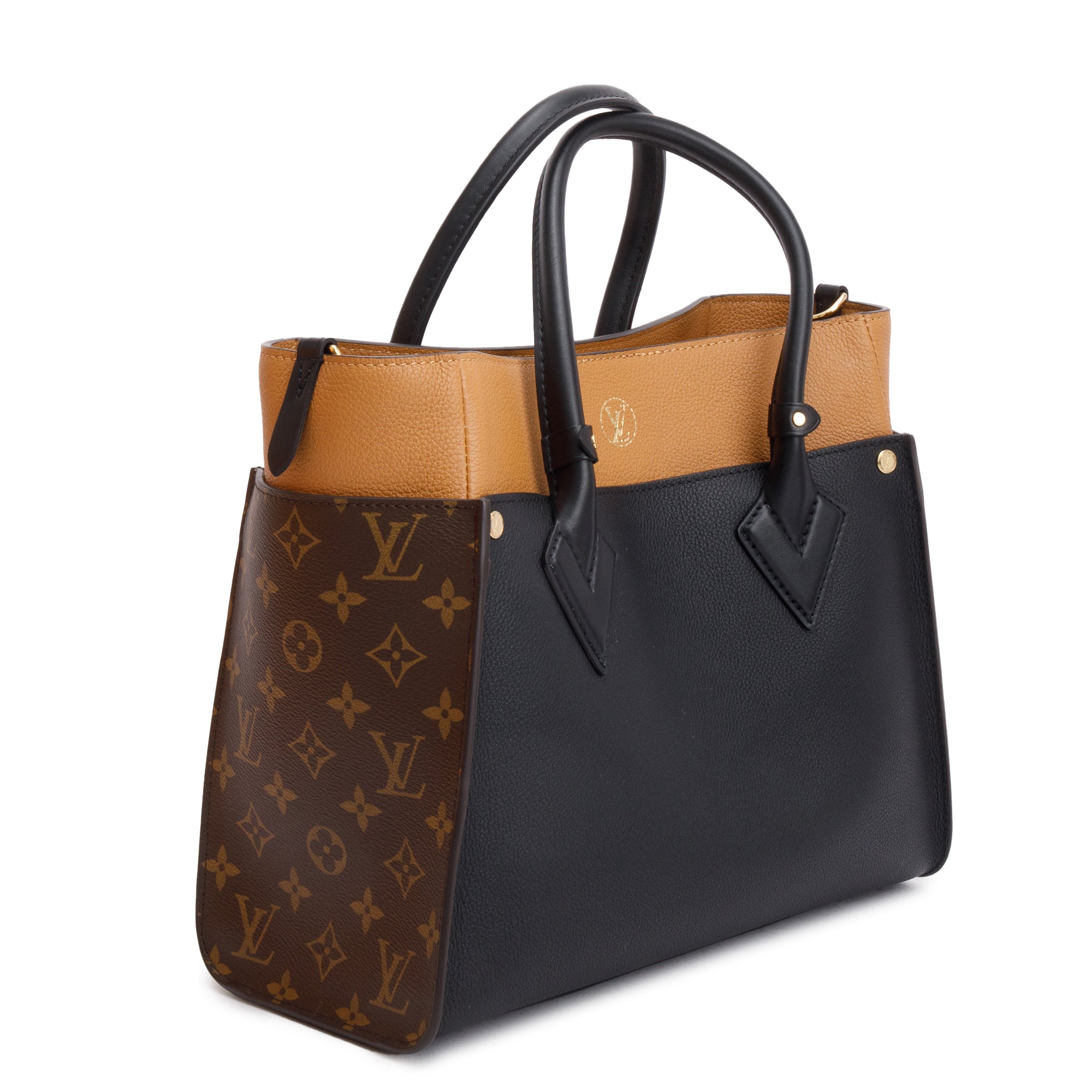 Louis Vuitton 2022 Black Calf Monogram On My Side MM Tote w/ Strap & Box