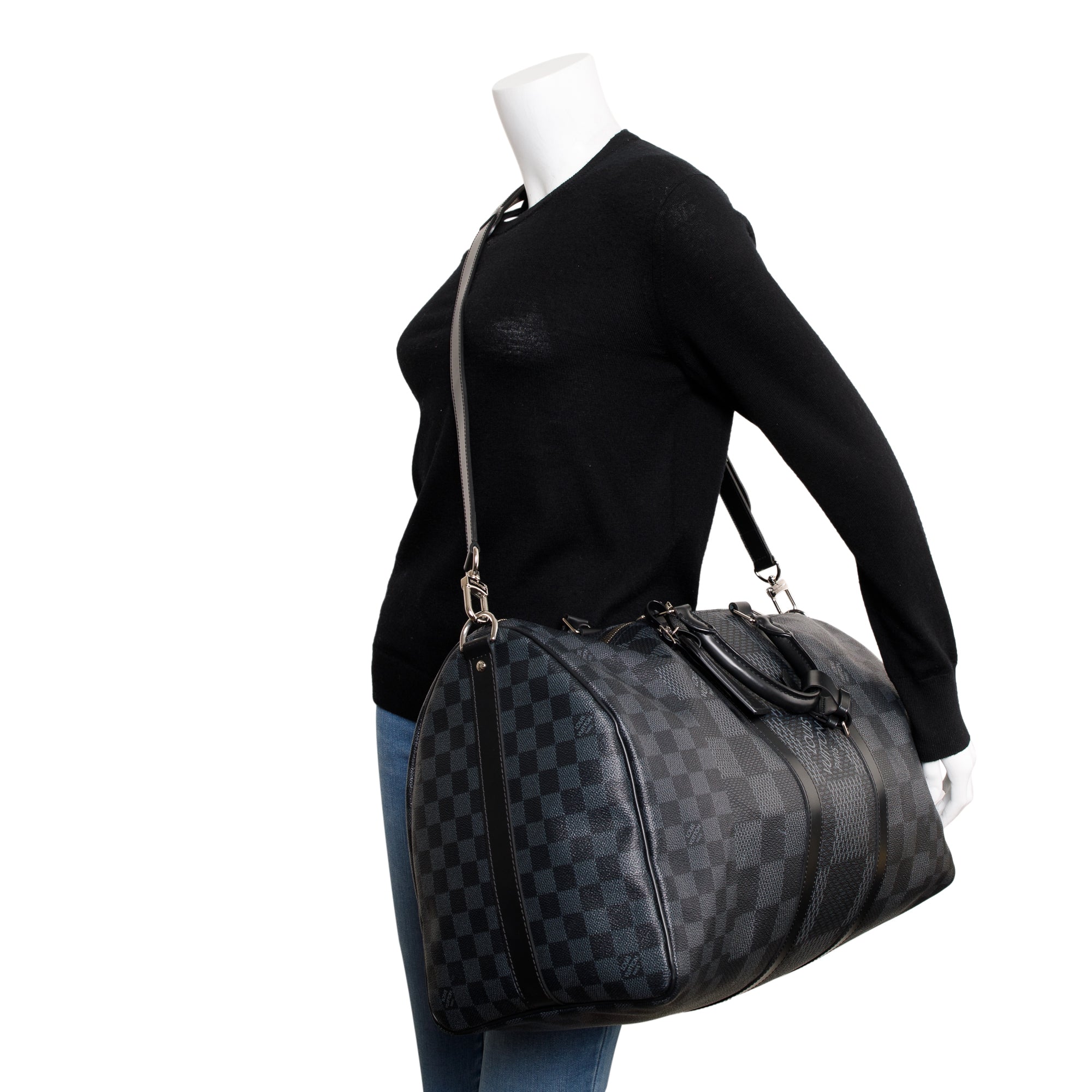 Louis Vuitton 2022 Black Damier Graphite Keepall Bandouliere 50 w/ Strap