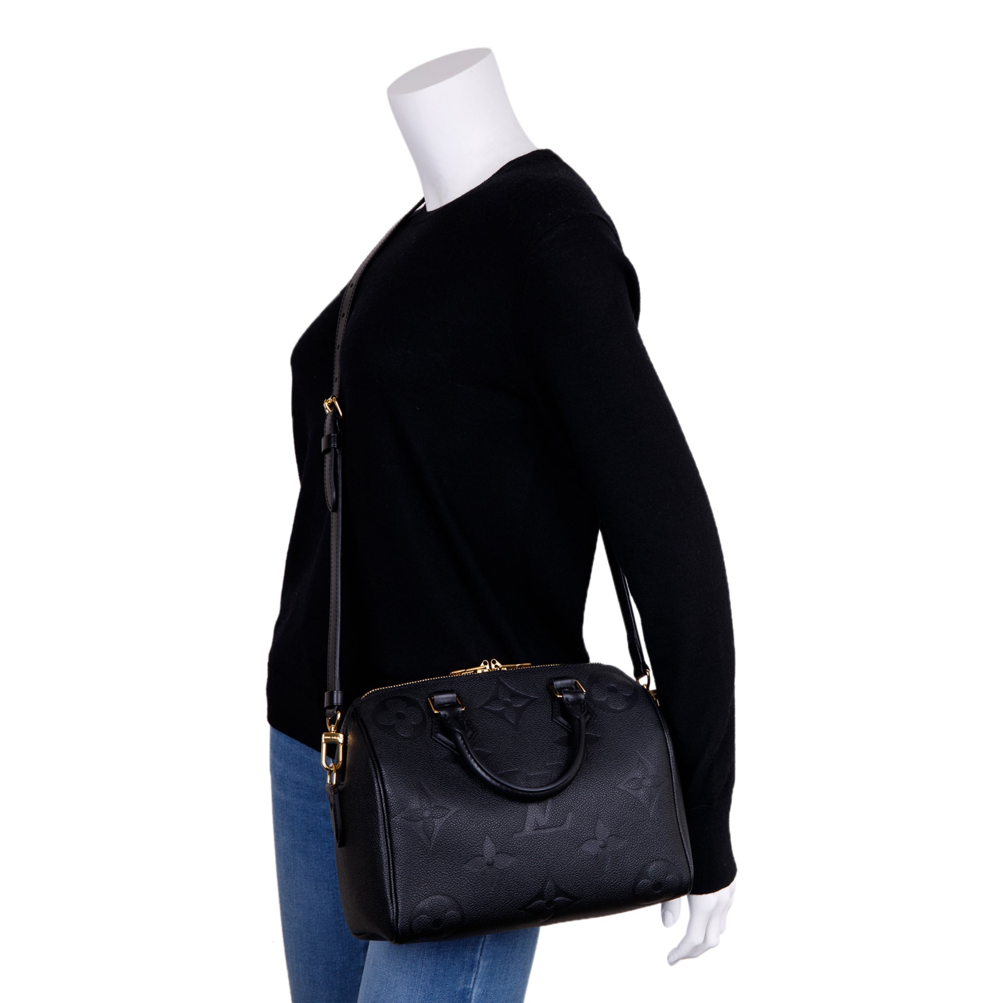Louis Vuitton 2022 Black Empreinte Speedy Bandouliere 25