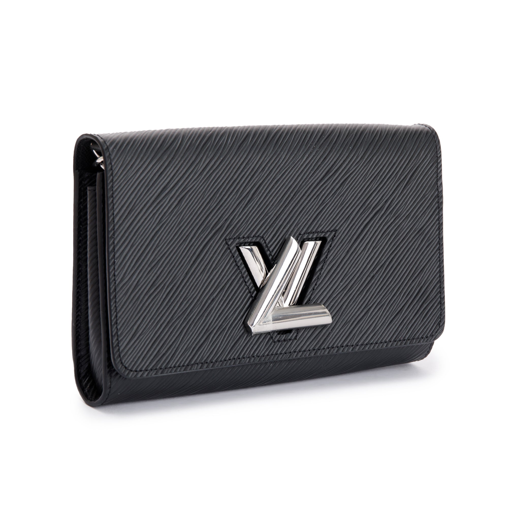 Louis Vuitton 2022 Black Epi Leather Twist Chain Wallet w/ Box