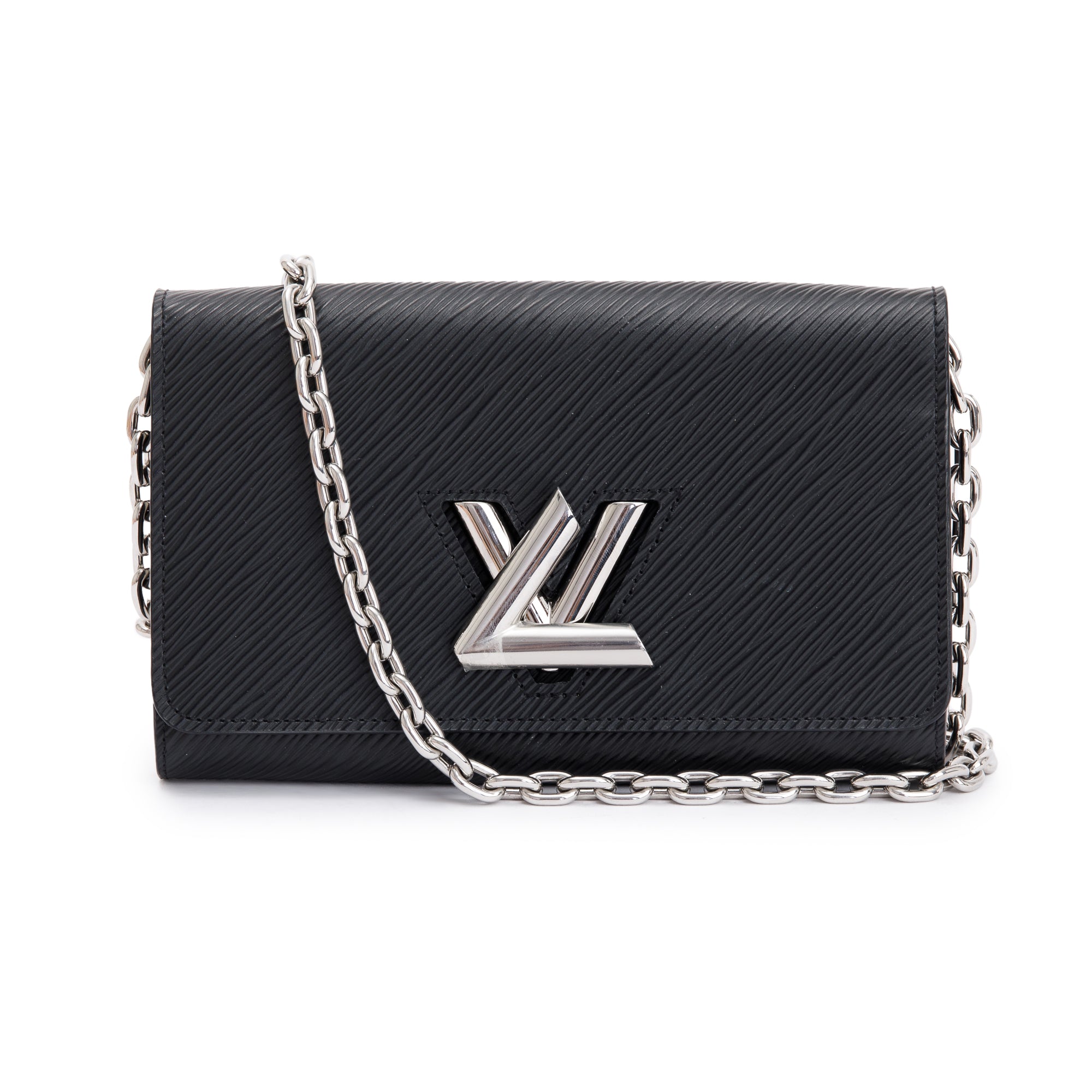 Louis Vuitton 2022 Black Epi Leather Twist Chain Wallet w/ Box