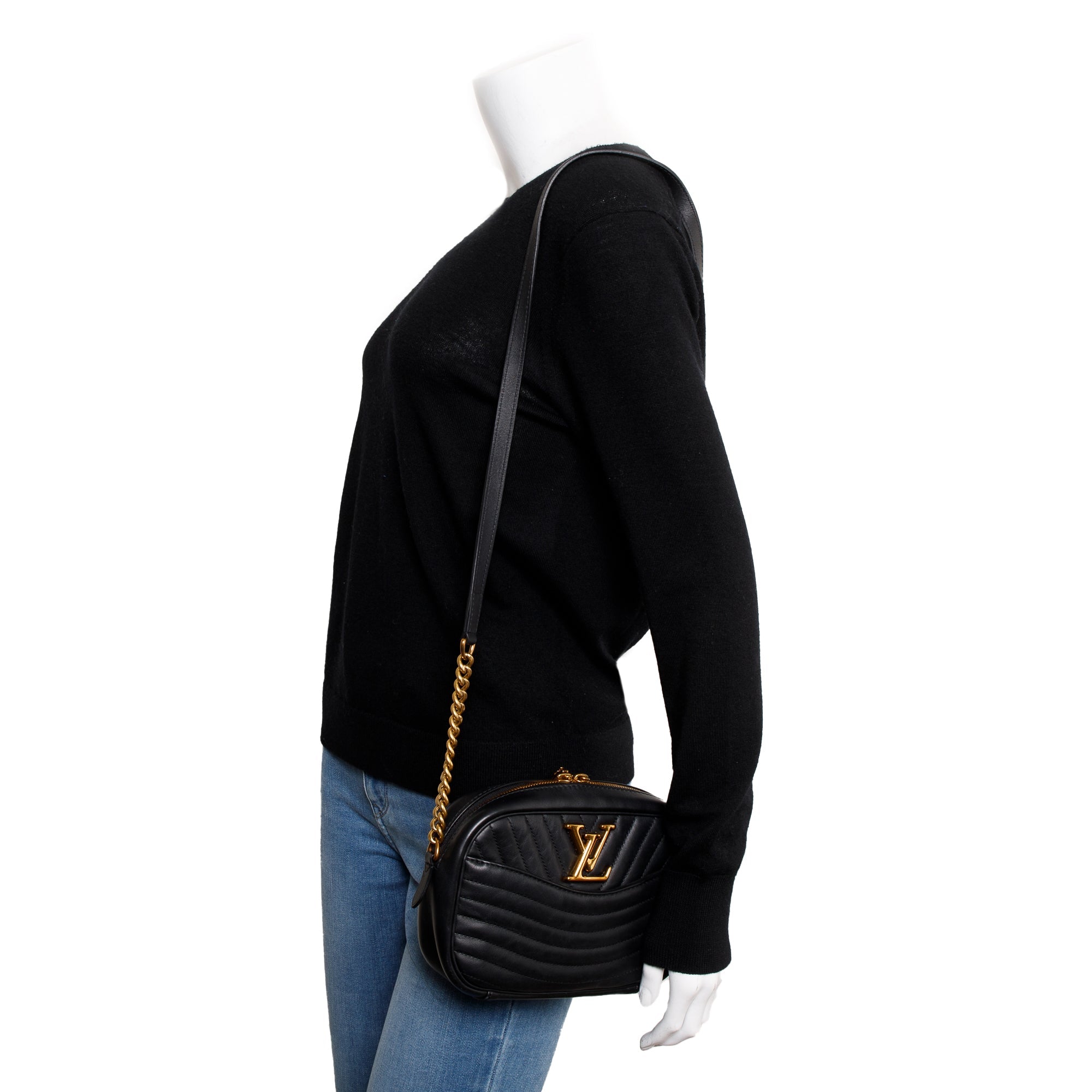 Louis Vuitton 2022 Black Leather New Wave Camera Bag