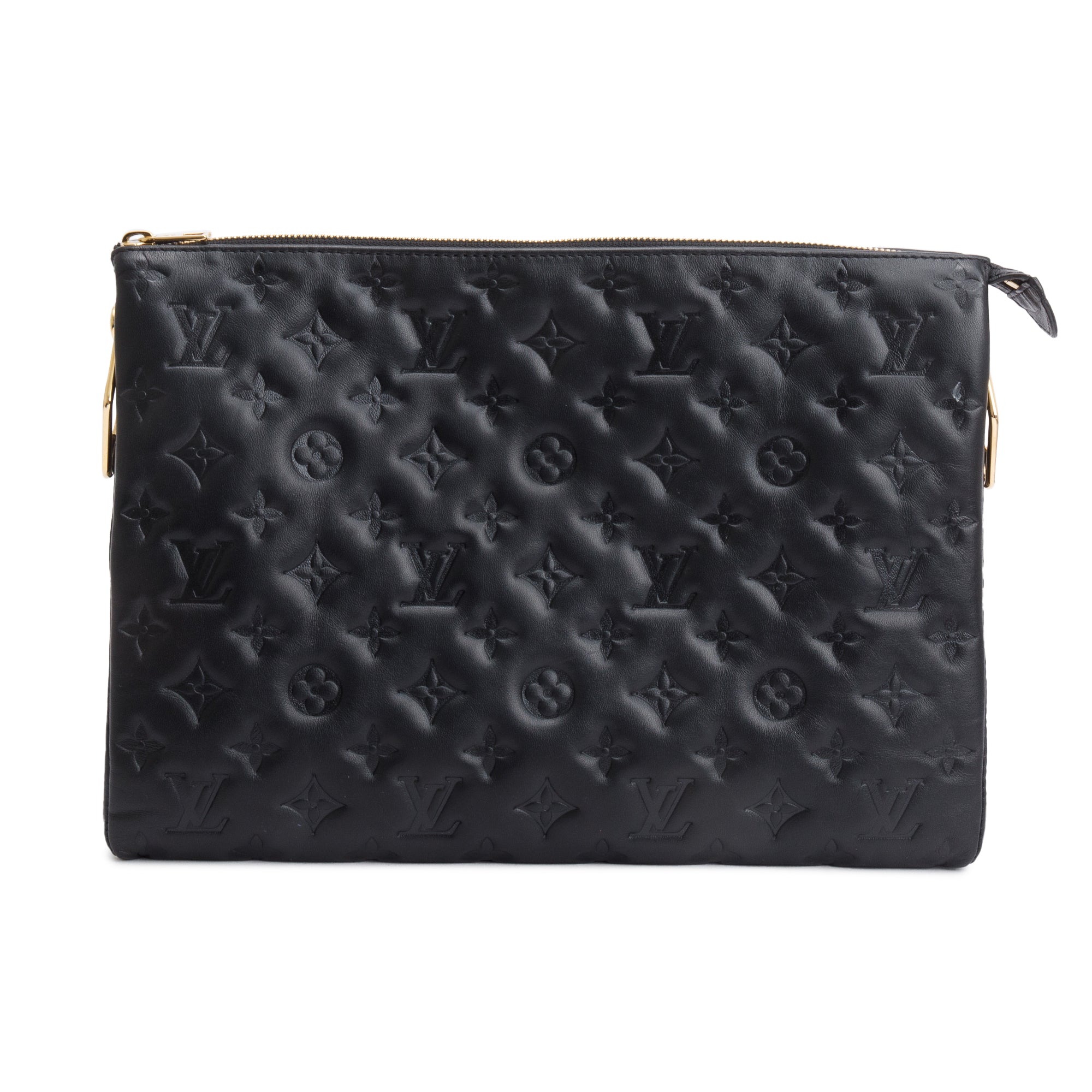 Louis Vuitton 2022 Black Monogram Embossed Lambskin Leather Coussin MM w/ Straps