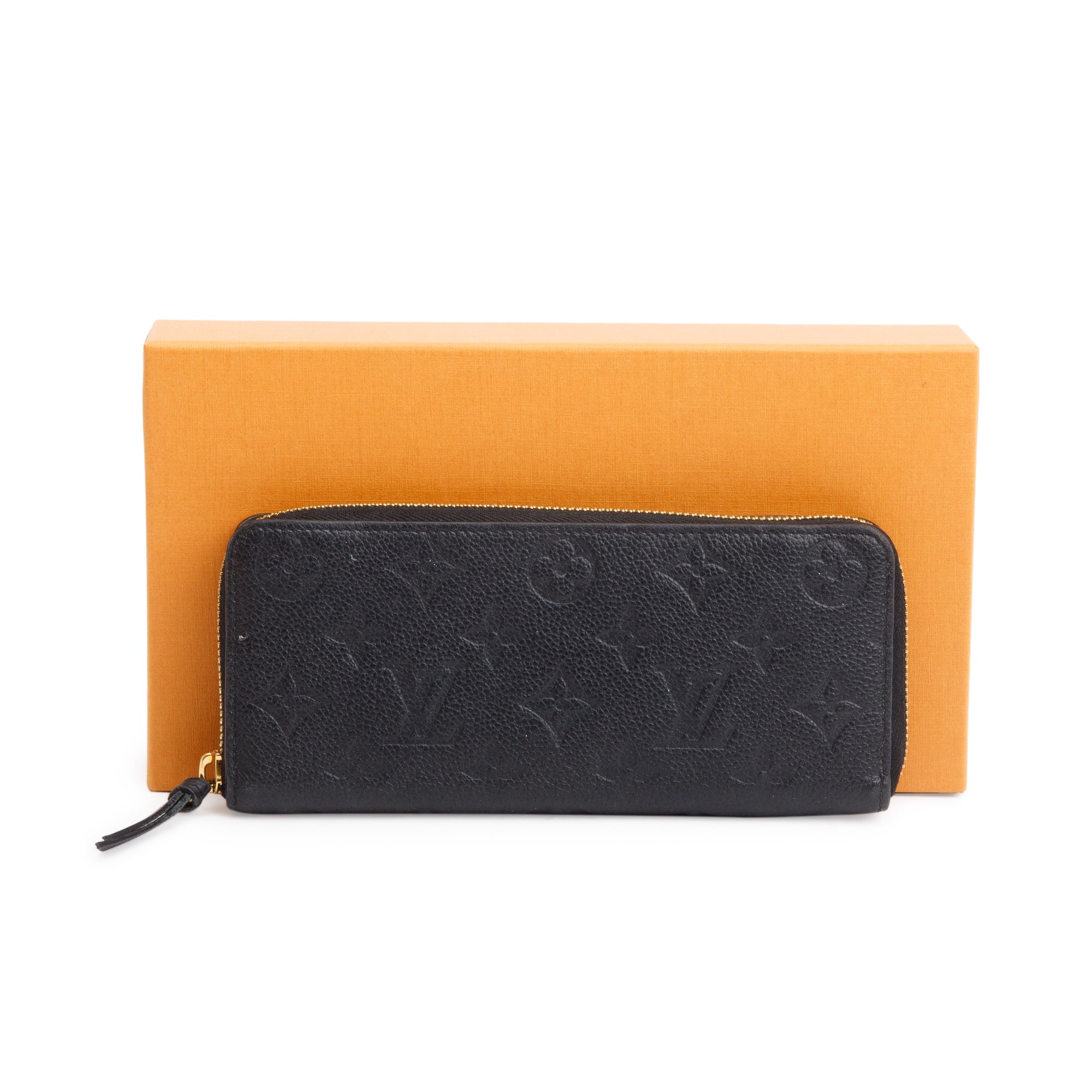 Louis Vuitton 2022 Black Monogram Empreinte Clemence Wallet w/ Box