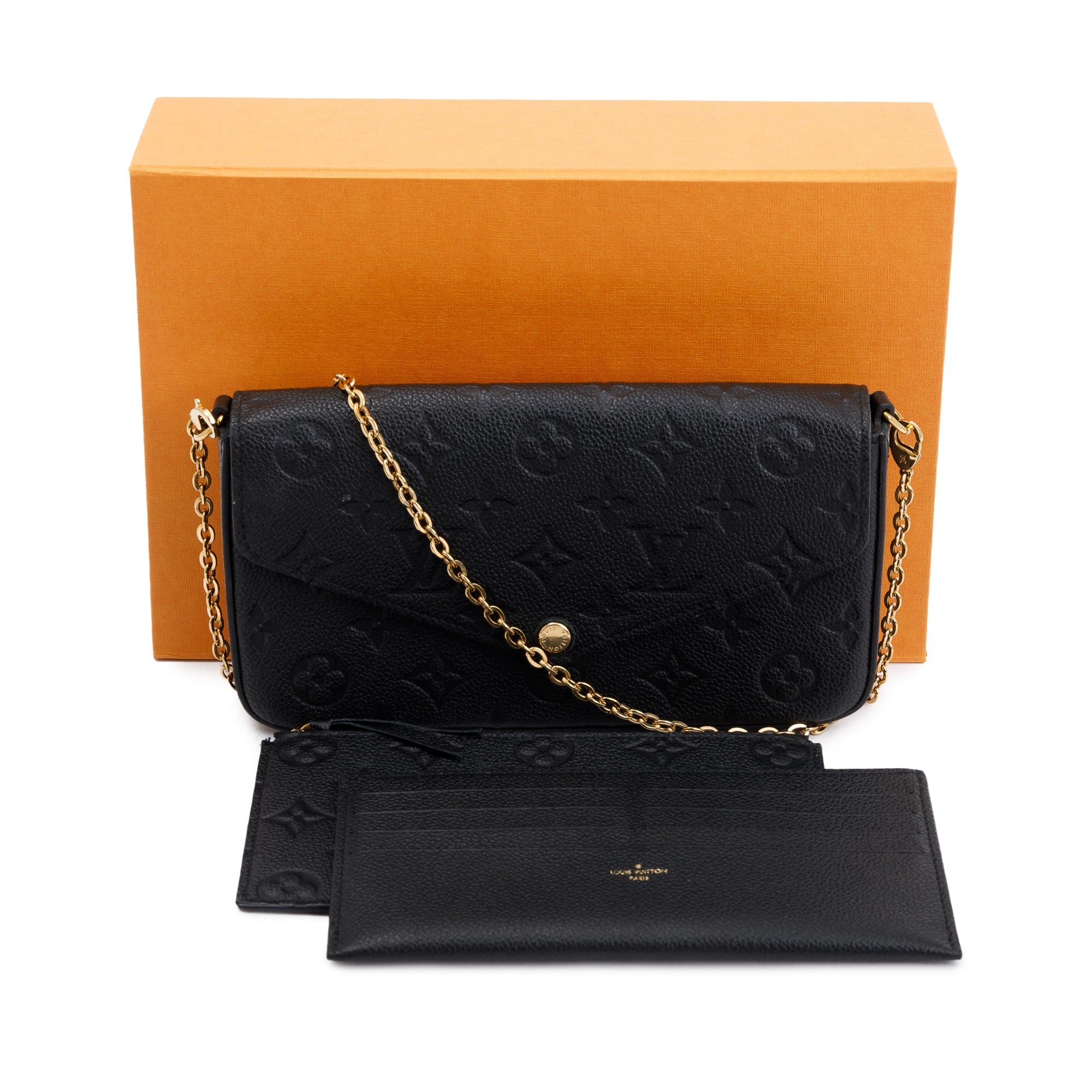 Louis Vuitton 2022 Black Monogram Empreinte Leather Felicie Pochette w/ Box & Inserts