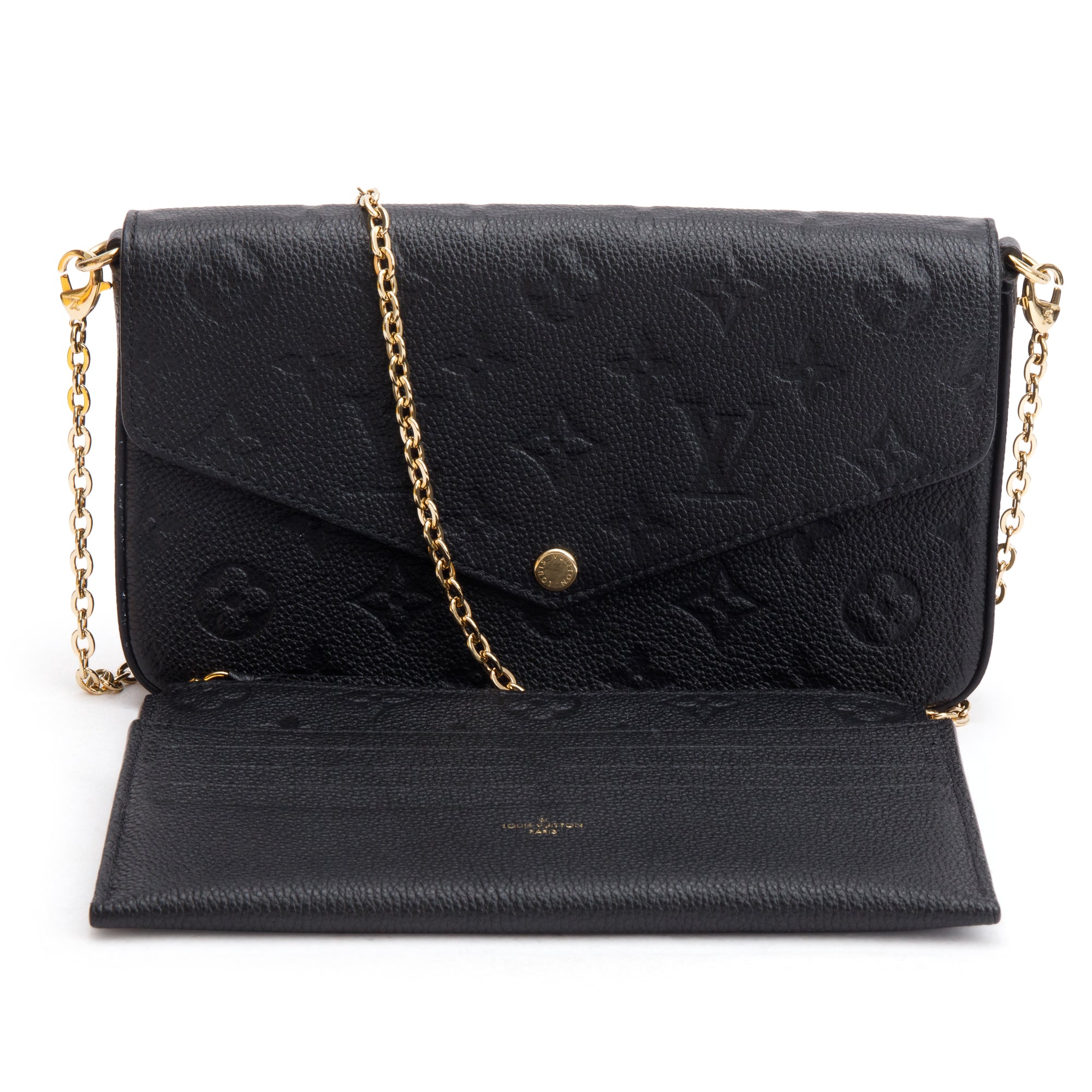 Louis Vuitton 2022 Black Monogram Empreinte Leather Felicie Pochette w/ Insert & Box