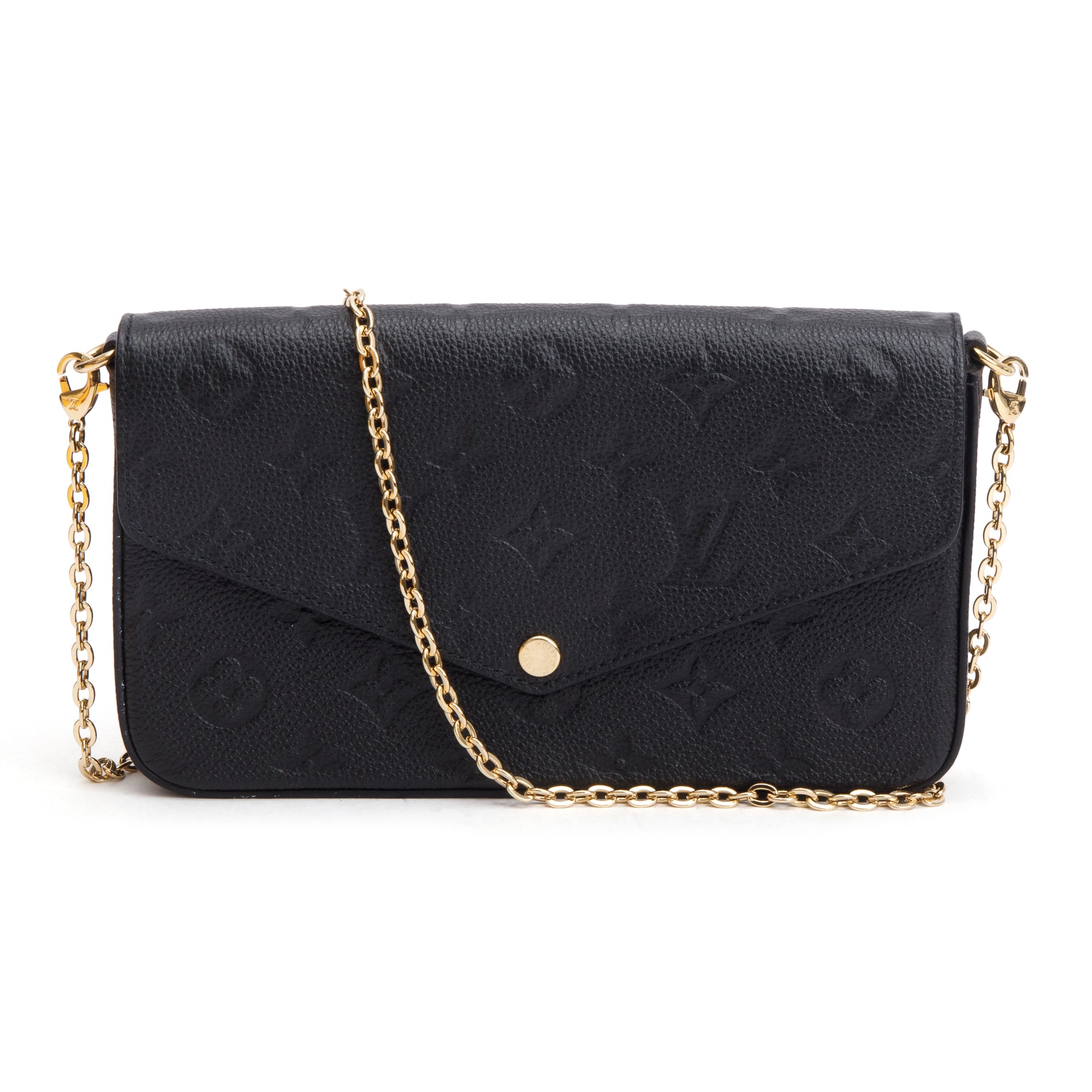 Louis Vuitton 2022 Black Monogram Empreinte Leather Felicie Pochette w/ Insert & Box