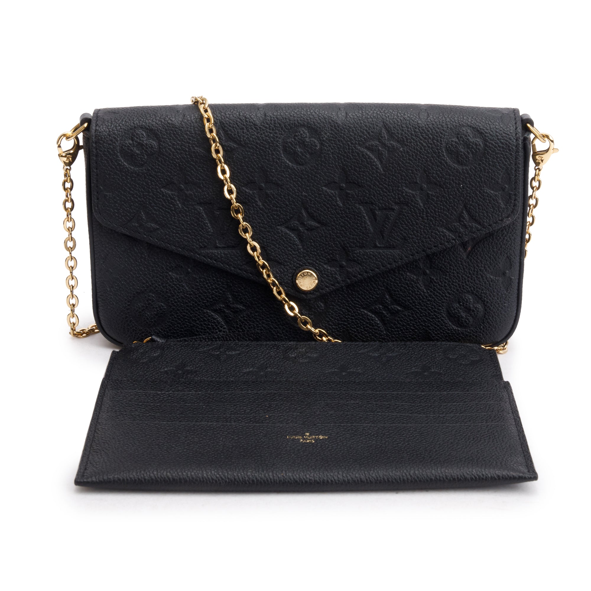 Louis Vuitton 2022 Black Monogram Empreinte Leather Felicie Pochette w/ Inserts
