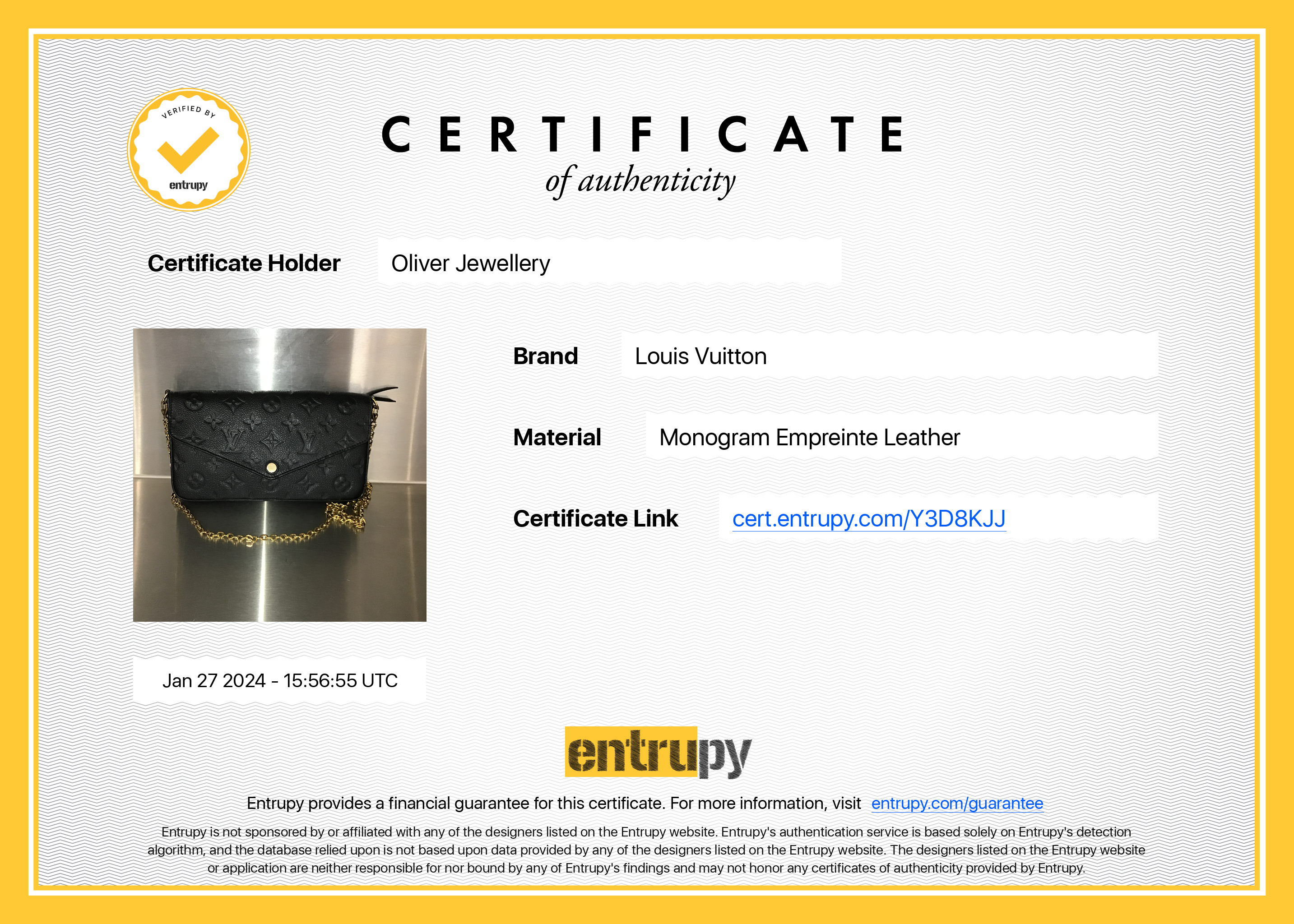 Louis Vuitton 2022 Black Monogram Empreinte Leather Felicie Pochette w/ Receipt & Inserts