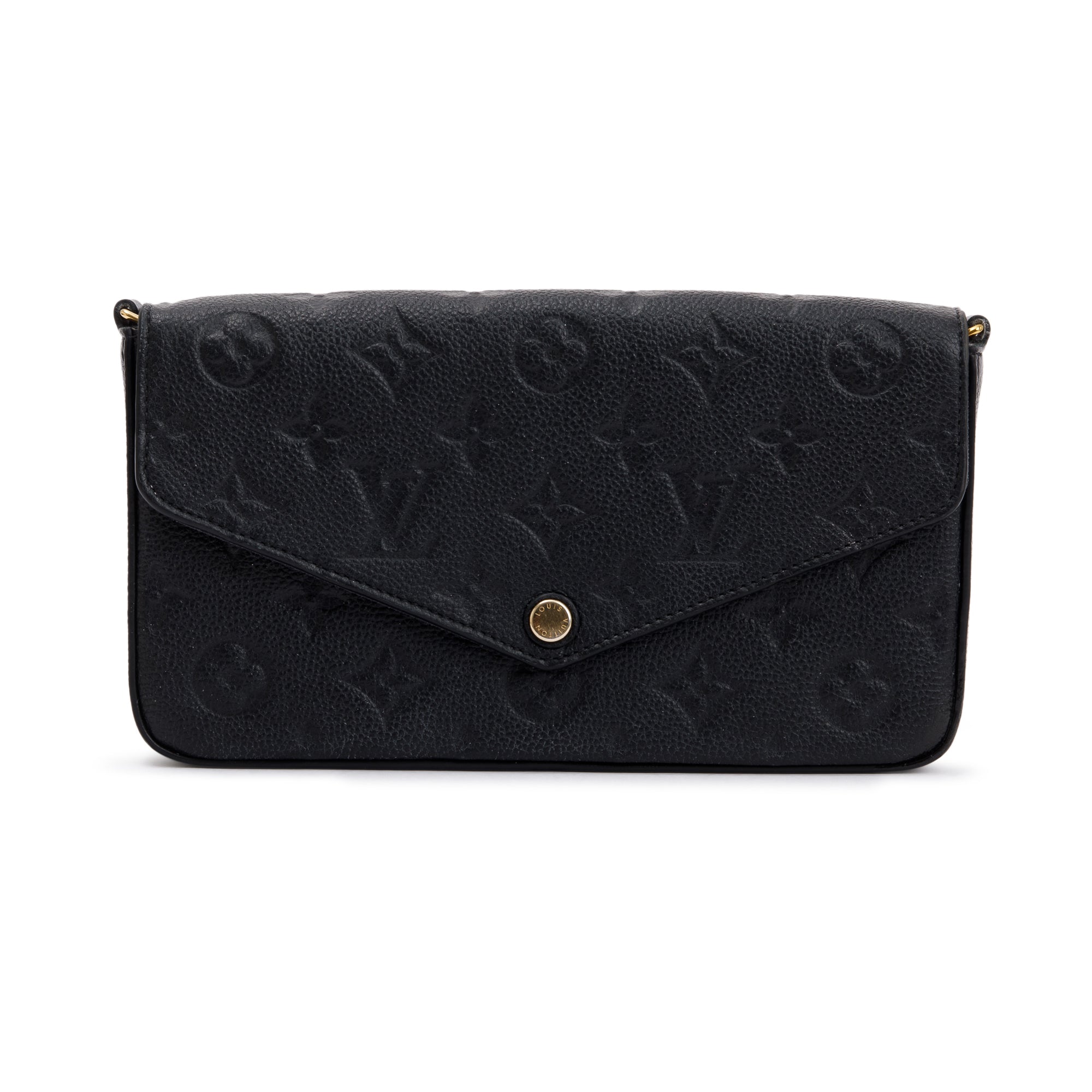 Louis Vuitton 2022 Black Monogram Empreinte Leather Felicie Pochette w/ Receipt & Inserts