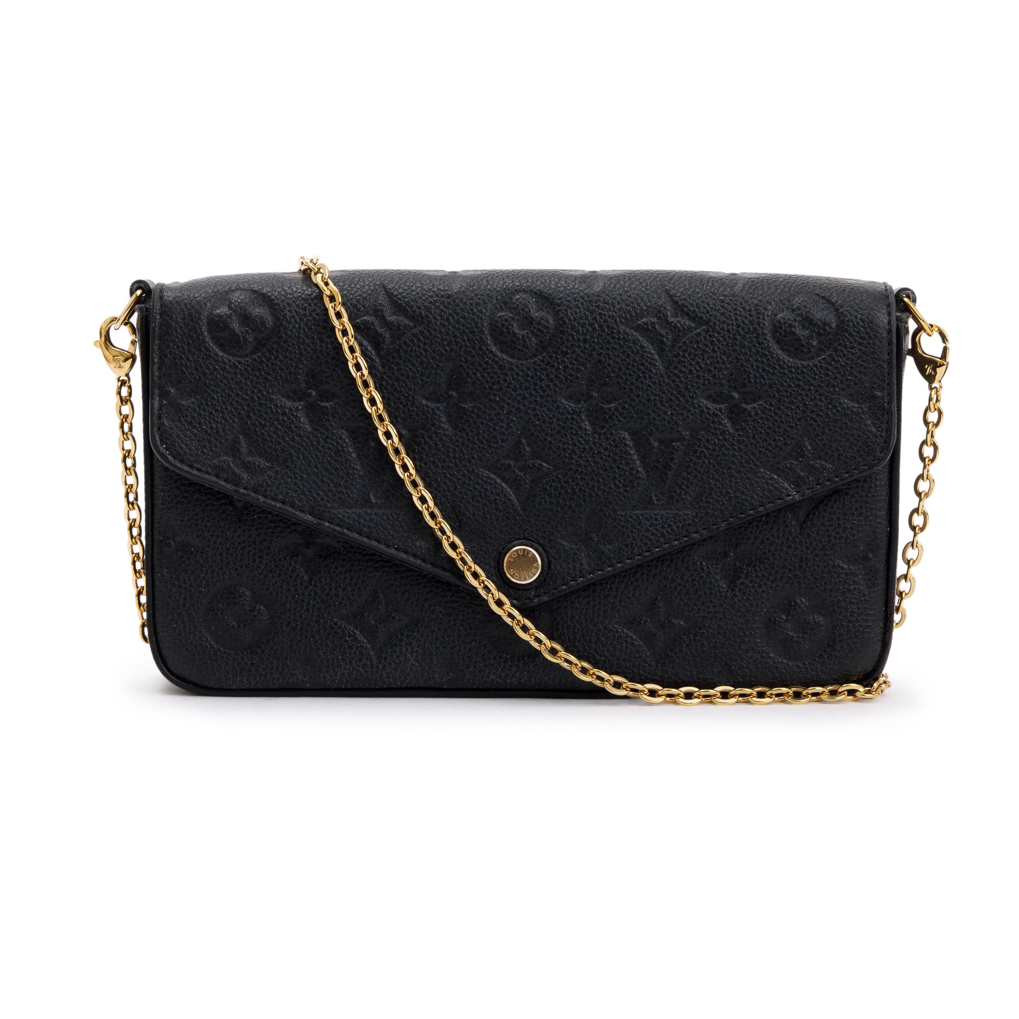 Louis Vuitton 2022 Black Monogram Empreinte Leather Felicie Pochette w/ Receipt & Inserts