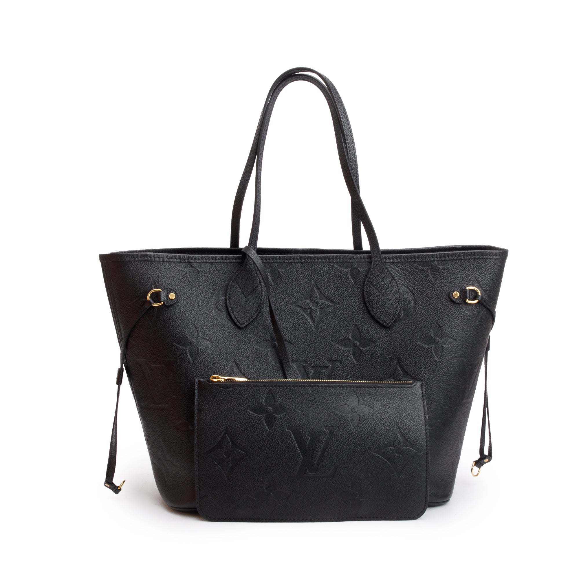 Louis Vuitton 2022 Black Monogram Empreinte Leather Neverfull MM w/ Pouch & Box