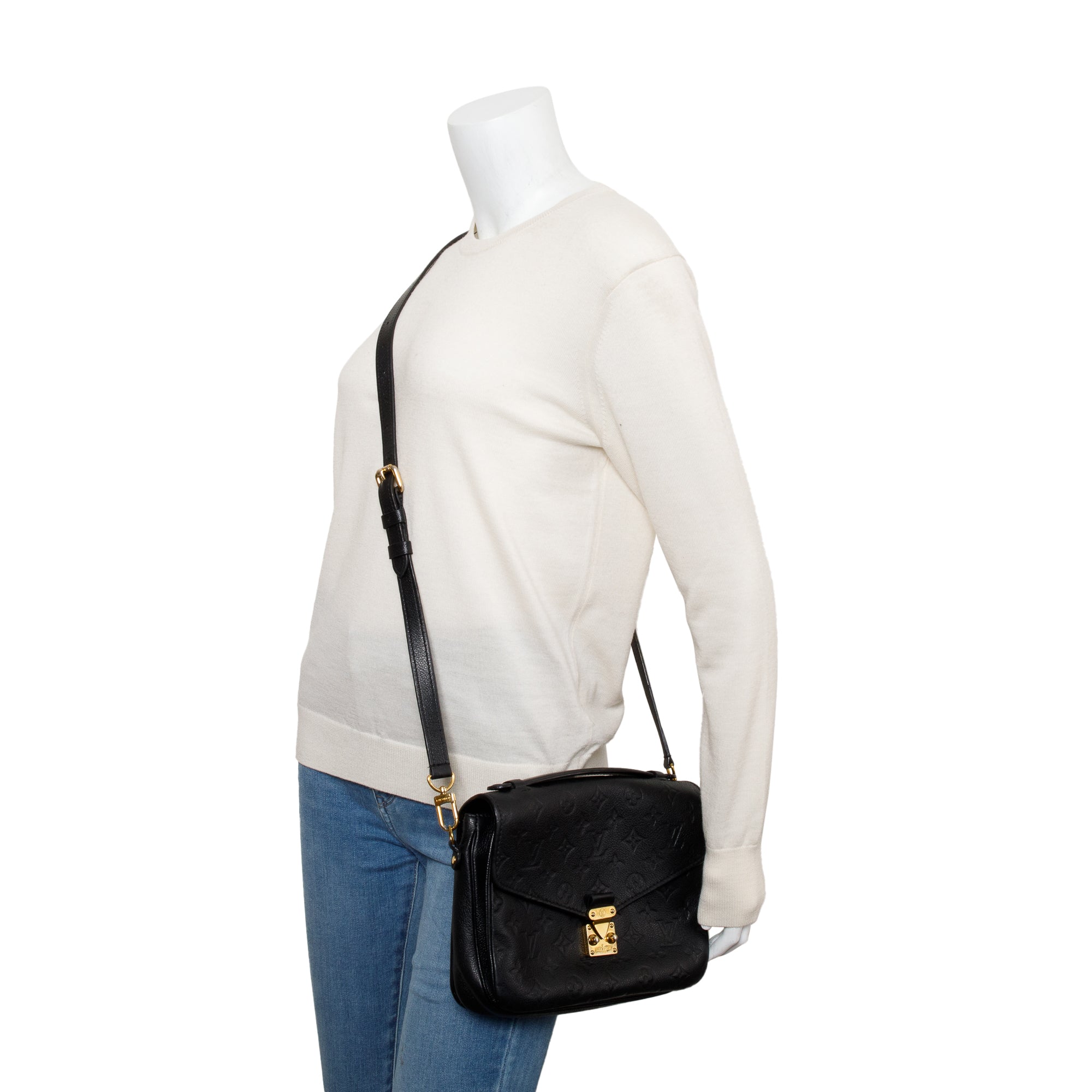 Louis Vuitton 2022 Black Monogram Empreinte Leather Pochette Metis