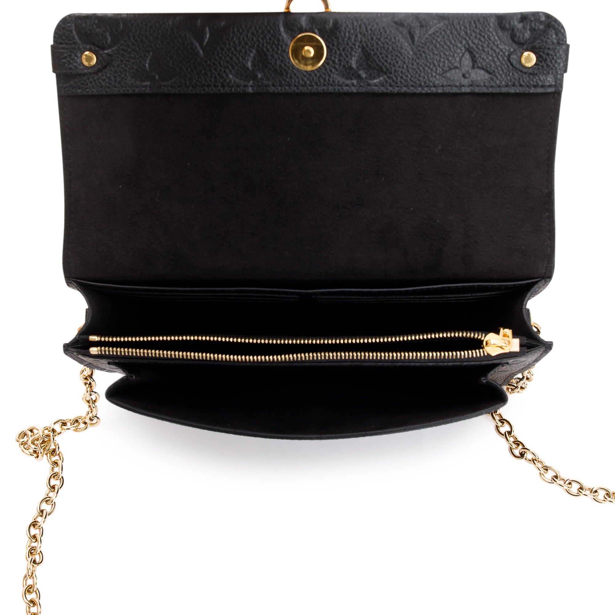 Louis Vuitton 2022 Black Monogram Empreinte Vavin Chain Wallet w/ Box