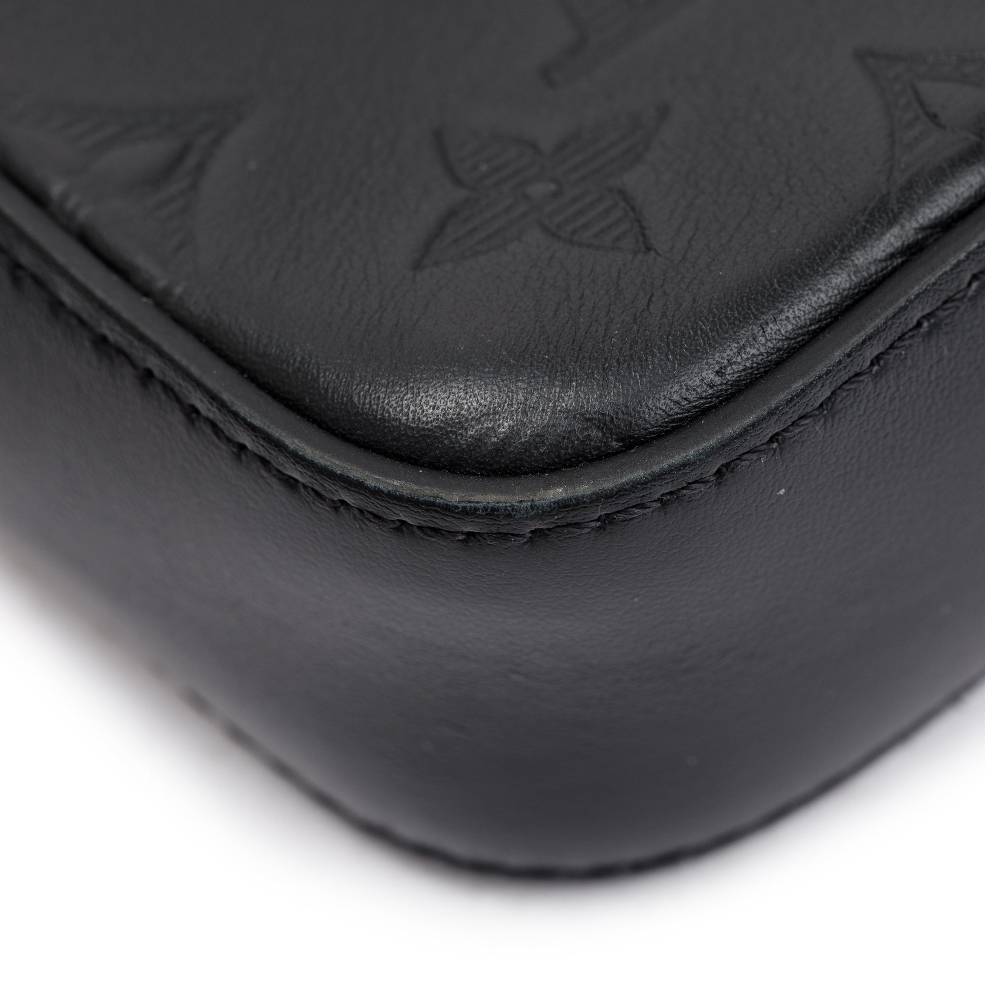 Louis Vuitton 2022 Black Monogram Shadow Embossed Calfskin Leather Duo Messenger Bag