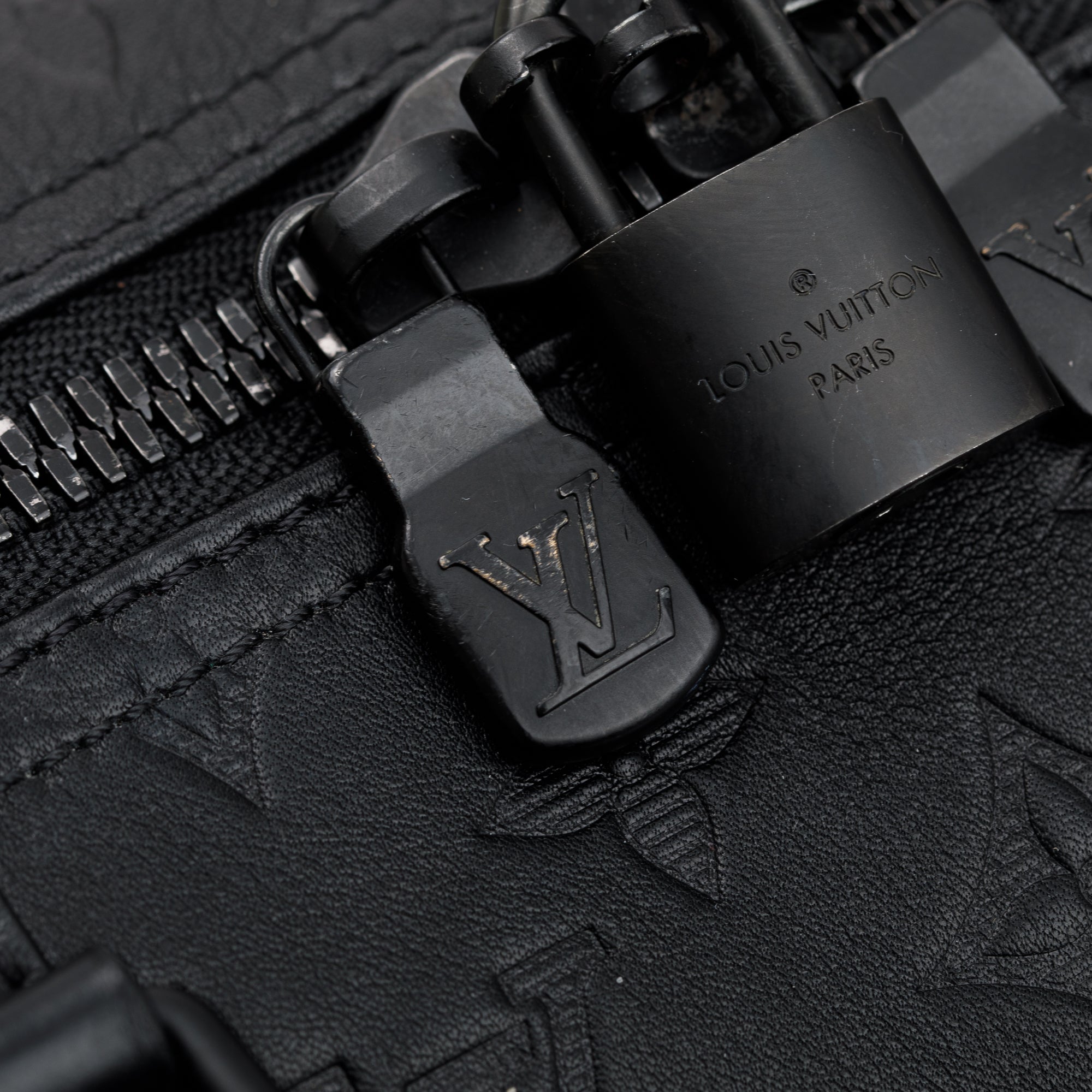 Louis Vuitton 2022 Black Monogram Shadow Embossed Keepall Bandouliere 50 w/ Strap