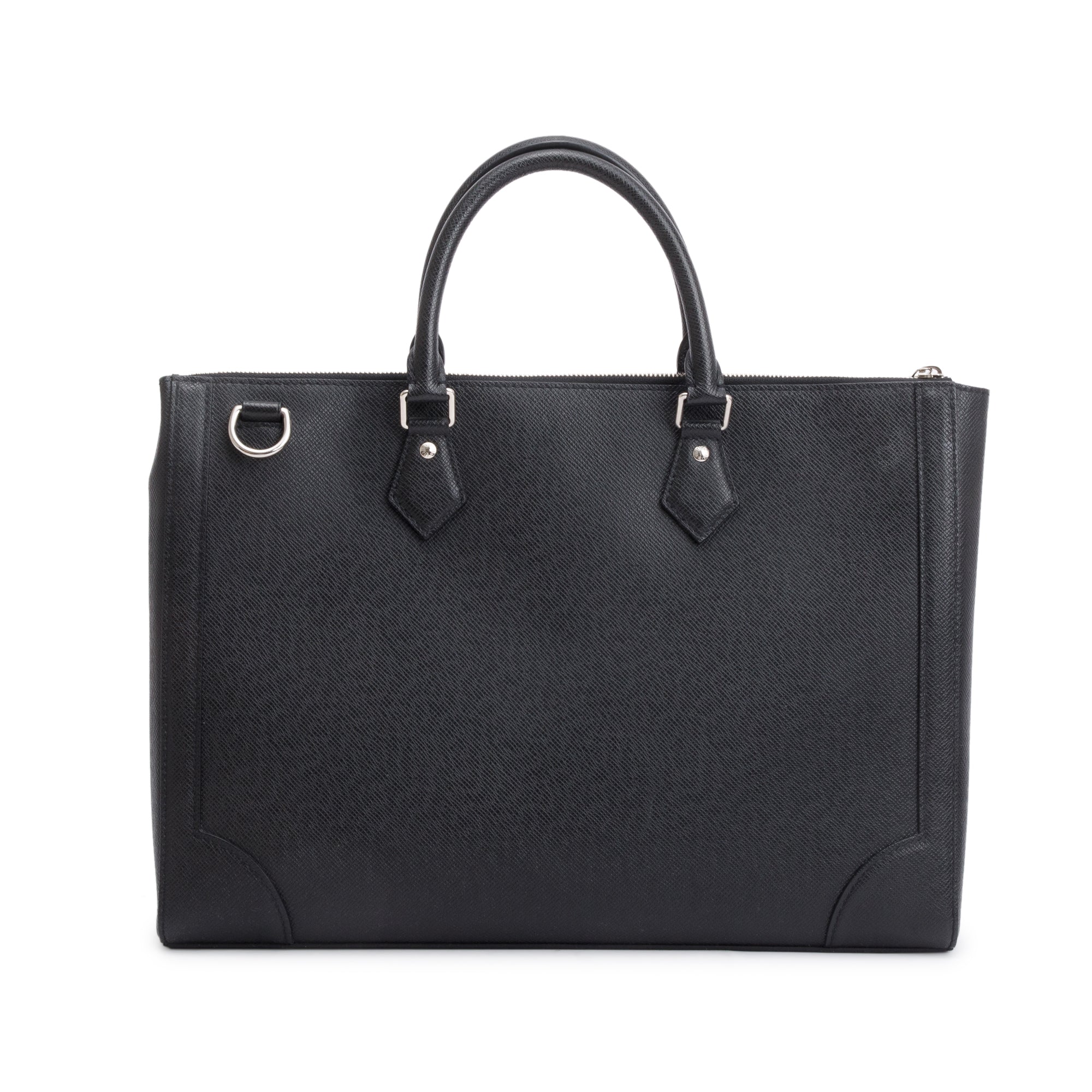 Louis Vuitton 2022 Black Taiga Leather Slim Briefcase NV w/ Strap