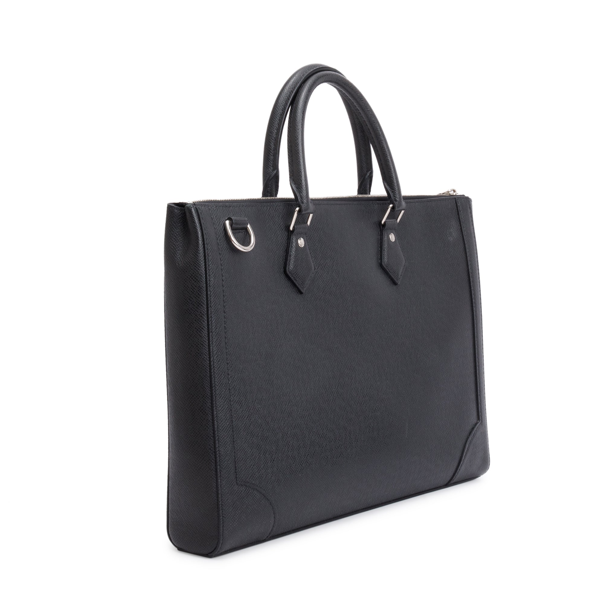 Louis Vuitton 2022 Black Taiga Leather Slim Briefcase NV w/ Strap