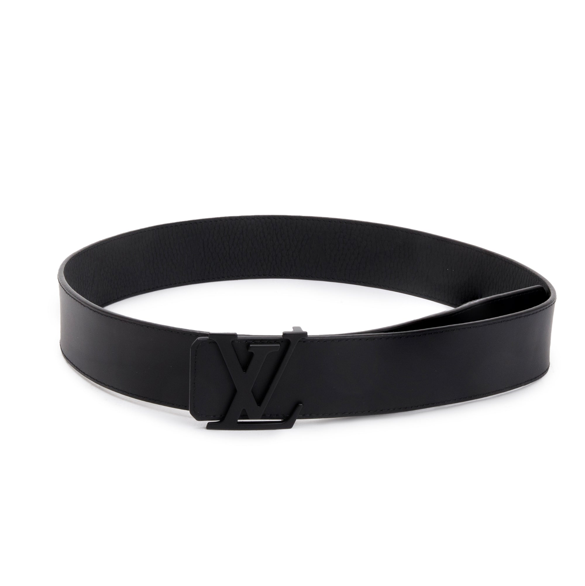 Louis Vuitton 2022 Black Taurillon & Calfskin Leather LV Initiales 40 MM Reversible Belt, Size 85 34