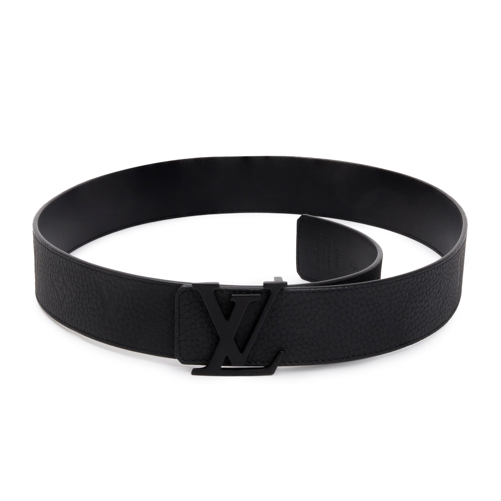 Louis Vuitton 2022 Black Taurillon & Calfskin Leather LV Initiales 40 MM Reversible Belt, Size 85 34