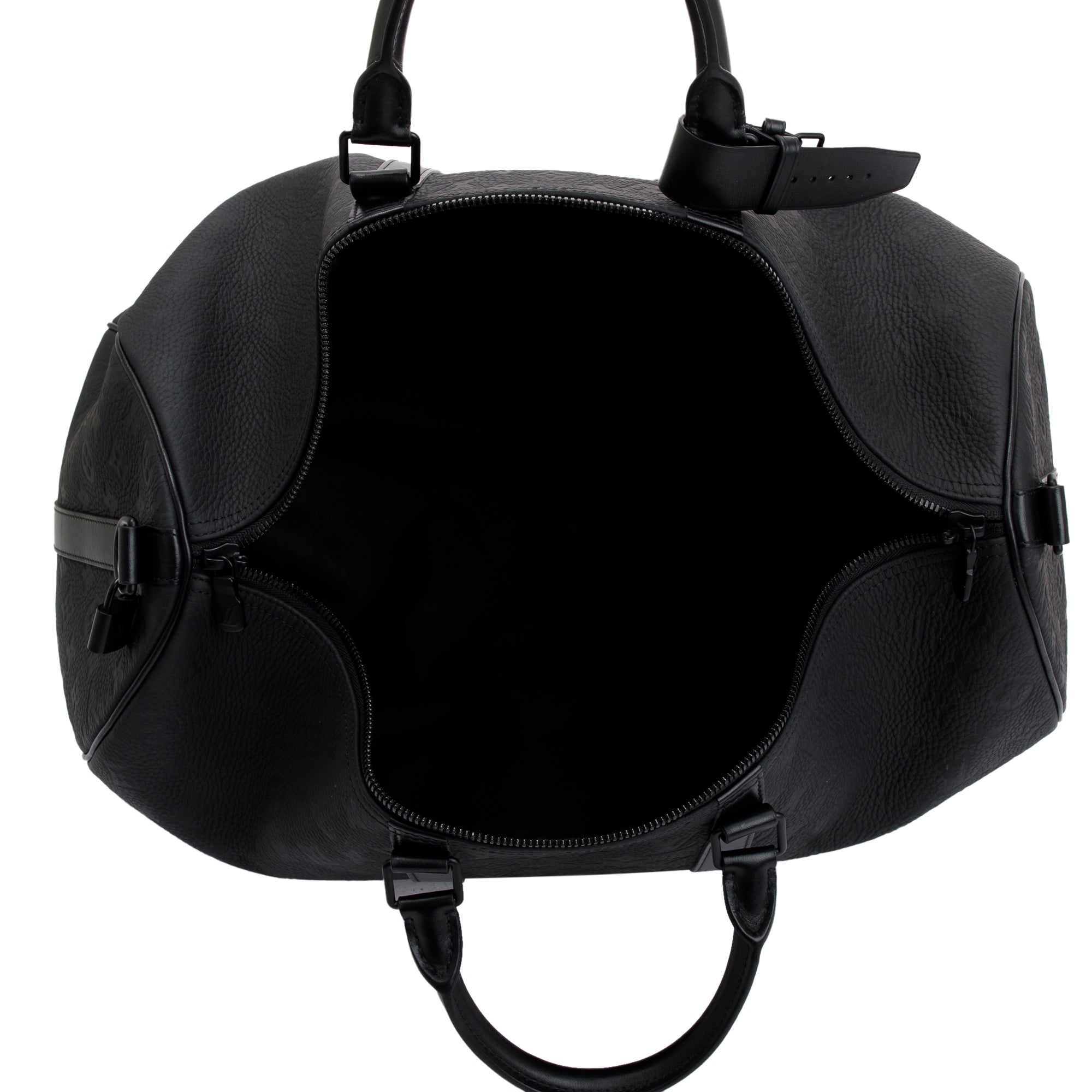 Louis Vuitton 2022 Black Taurillon Monogram Embossed Leather Keepall Bandouliere 50 w/ Strap