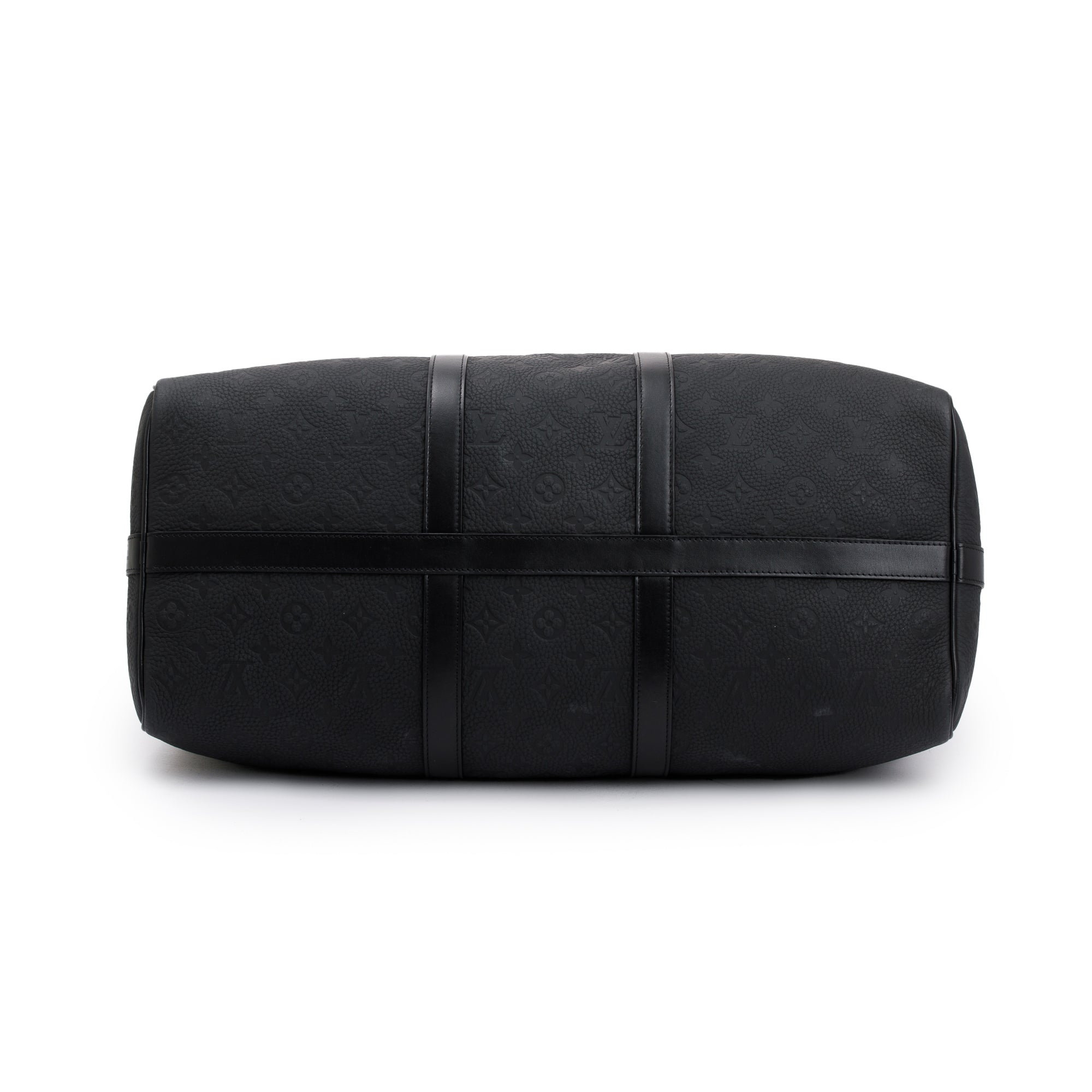 Louis Vuitton 2022 Black Taurillon Monogram Embossed Leather Keepall Bandouliere 50 w/ Strap