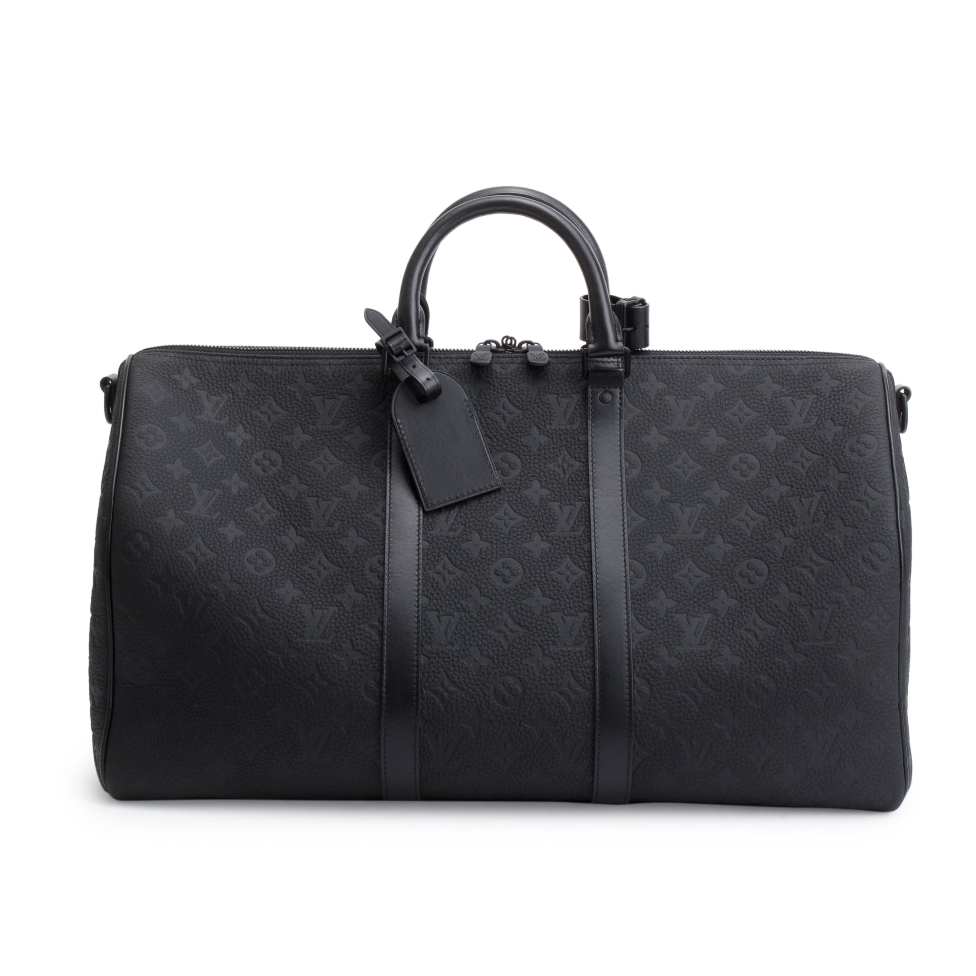 Louis Vuitton 2022 Black Taurillon Monogram Keepall Bandouliere 50