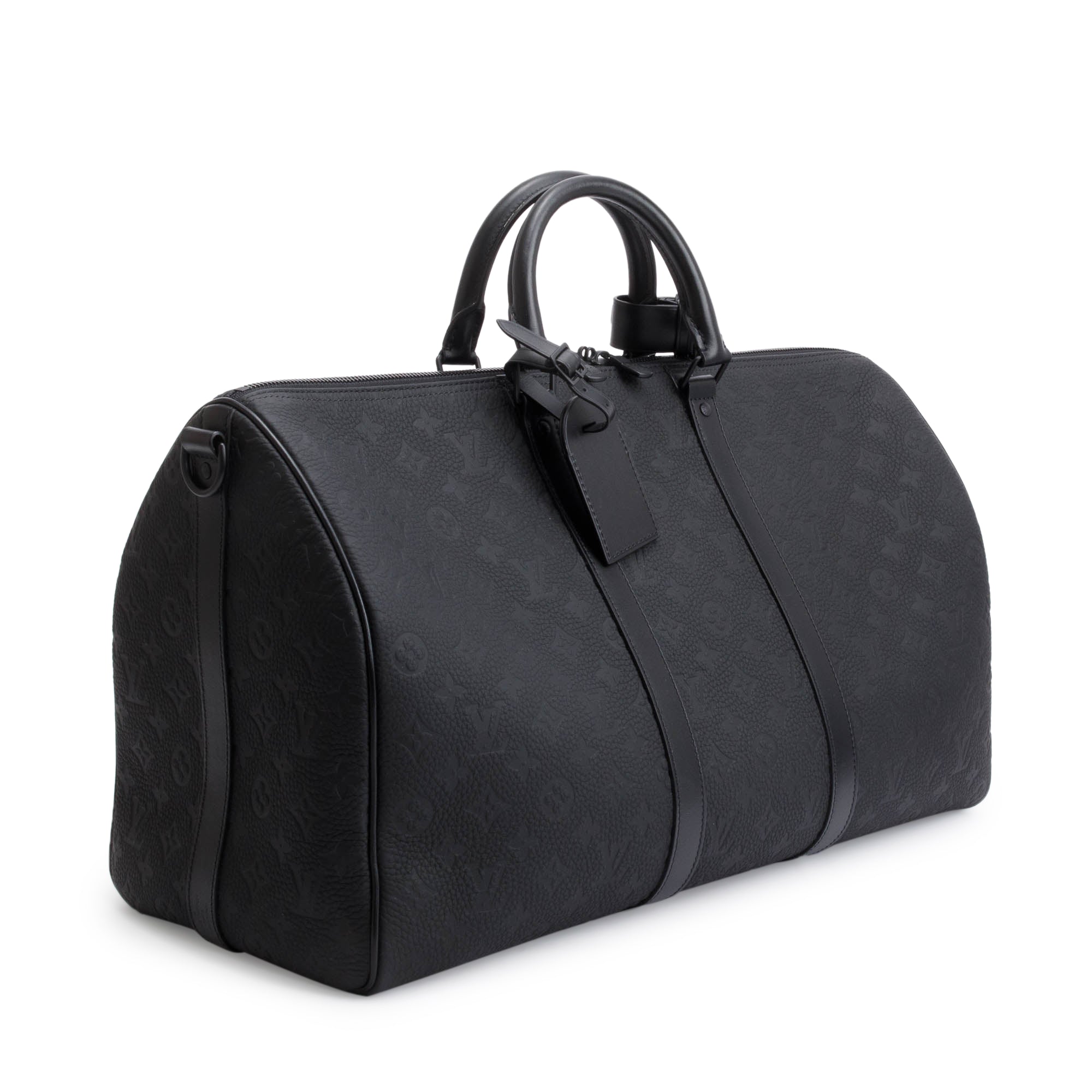 Louis Vuitton 2022 Black Taurillon Monogram Keepall Bandouliere 50