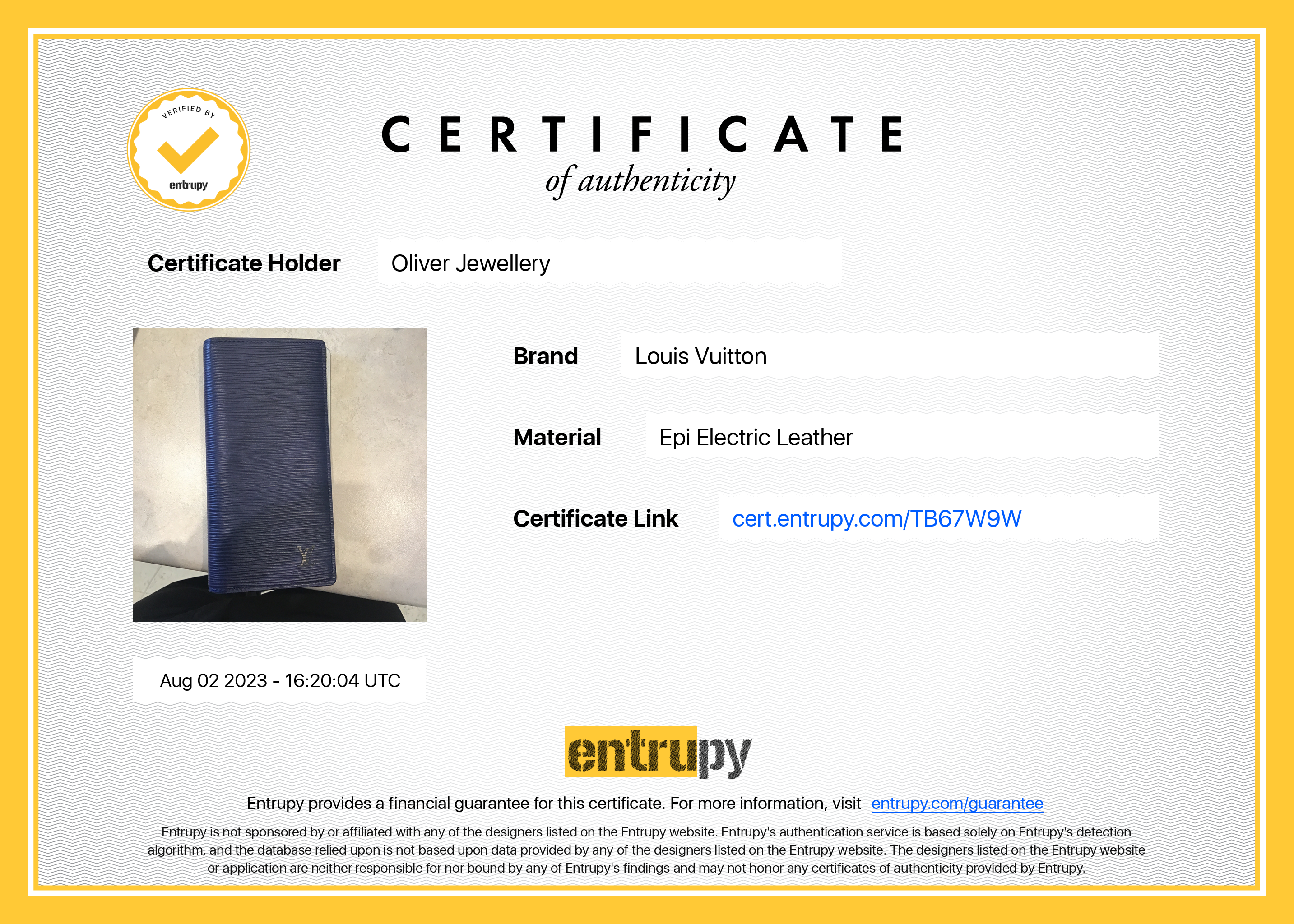 Louis Vuitton 2022 Blue Epi Brazza Wallet