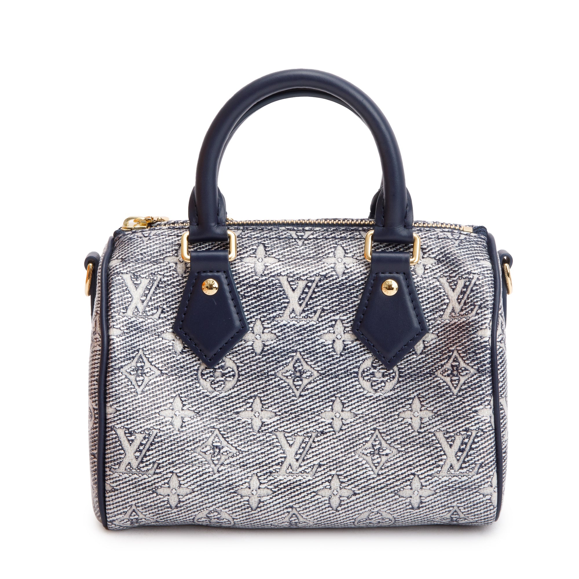 Louis Vuitton 2022 Blue Monoglam Jacquard Canvas Speedy Bandouliere 20 w/ Strap & Box