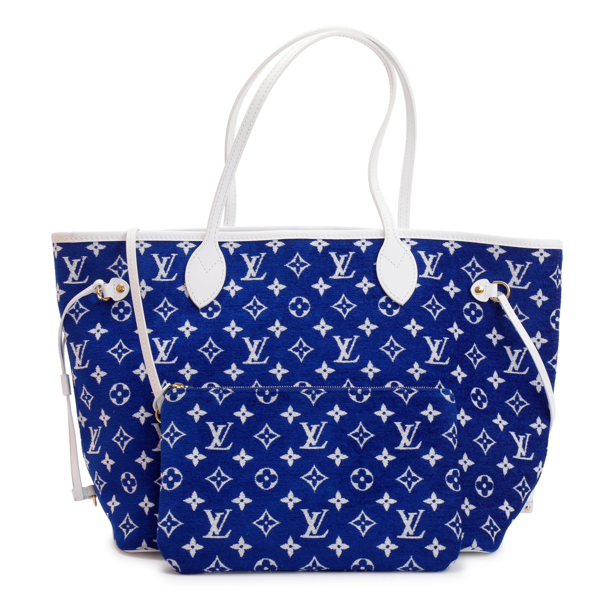 Louis Vuitton 2022 Blue Monogram Velvet Neverfull MM w/ Pouch & Box