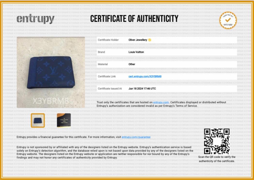 Louis Vuitton 2022 Blue Taiga Leather & Monogram Multiple Wallet w/ Box