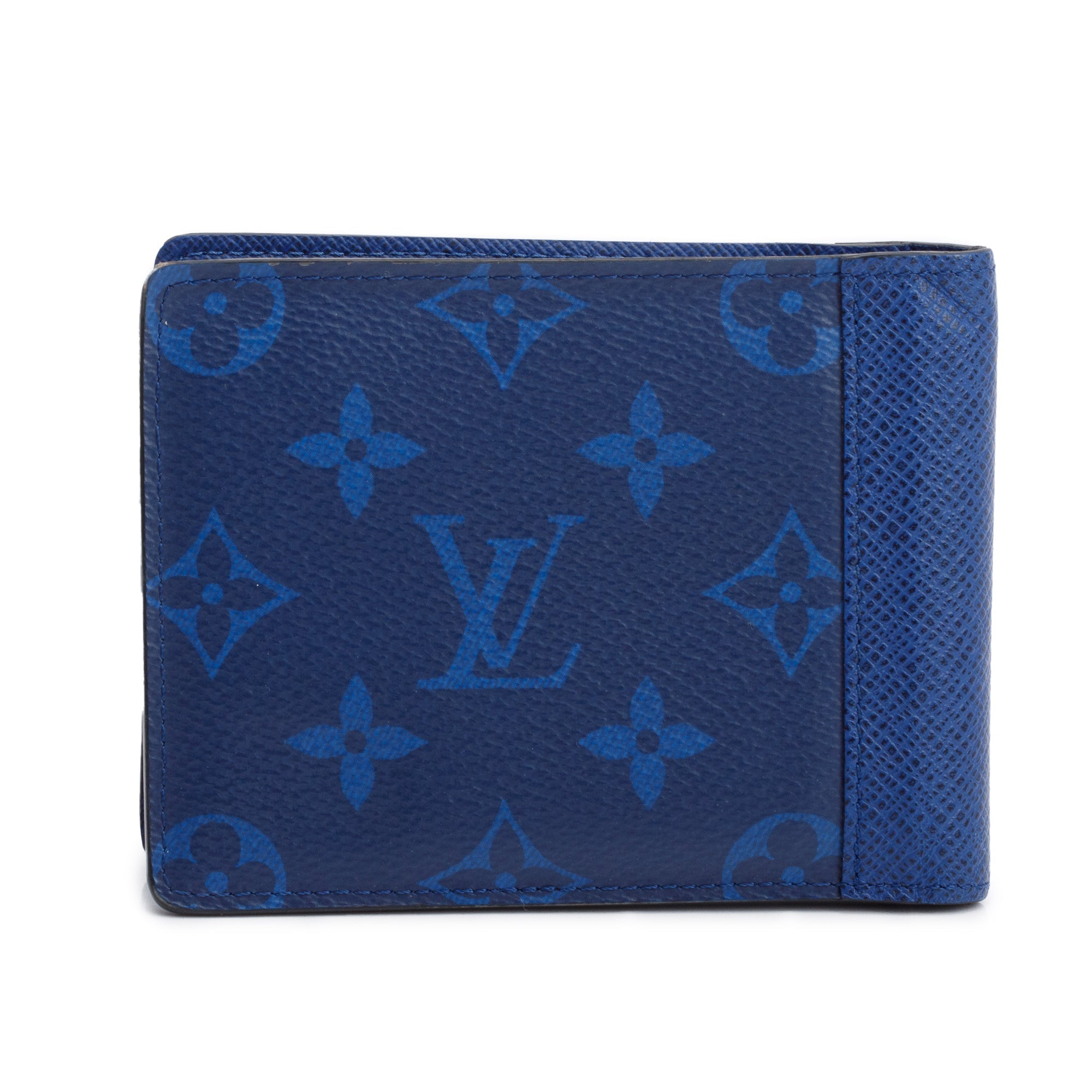 Louis Vuitton 2022 Blue Taiga Leather & Monogram Multiple Wallet w/ Box