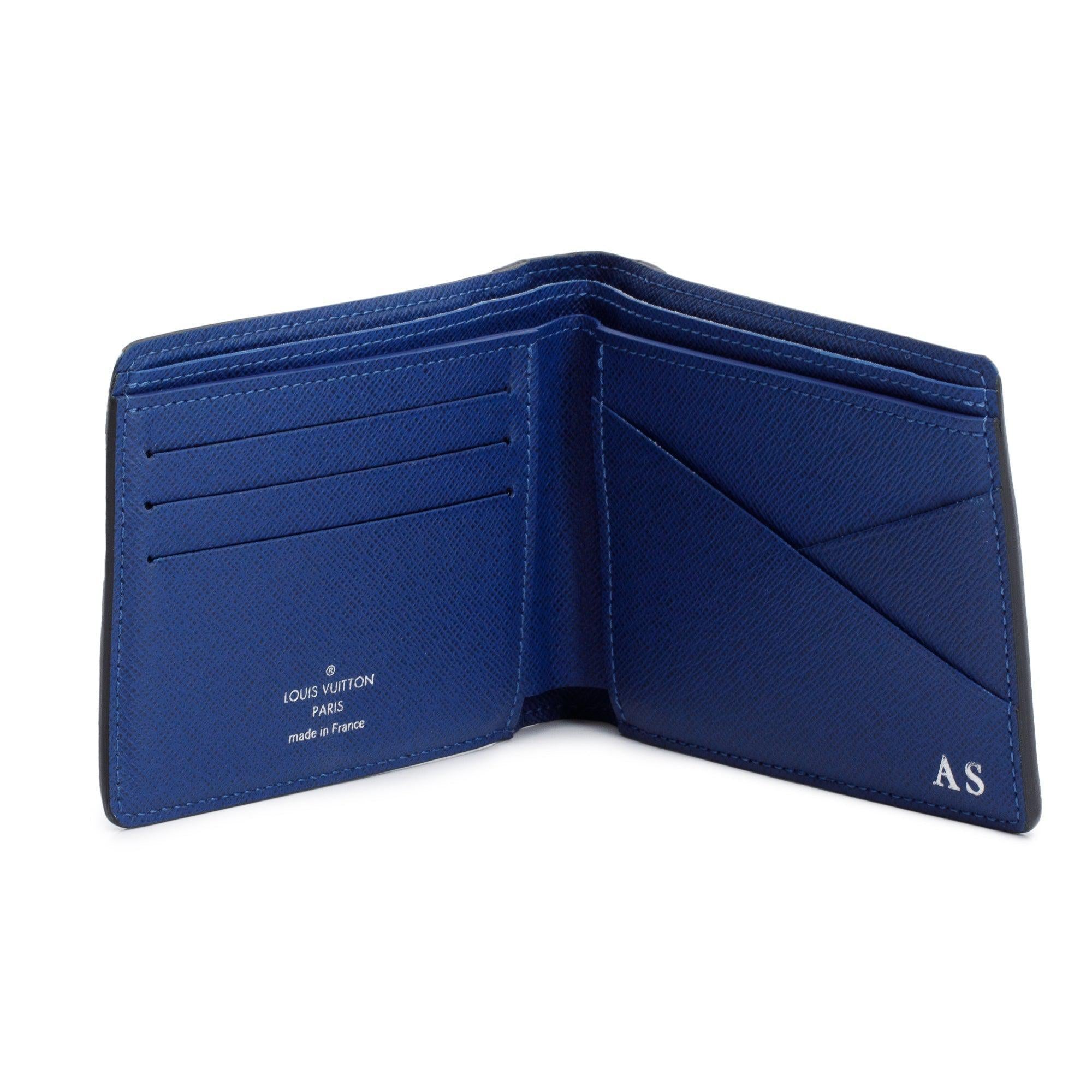 Louis Vuitton 2022 Blue Taiga Leather & Monogram Multiple Wallet w/ Box