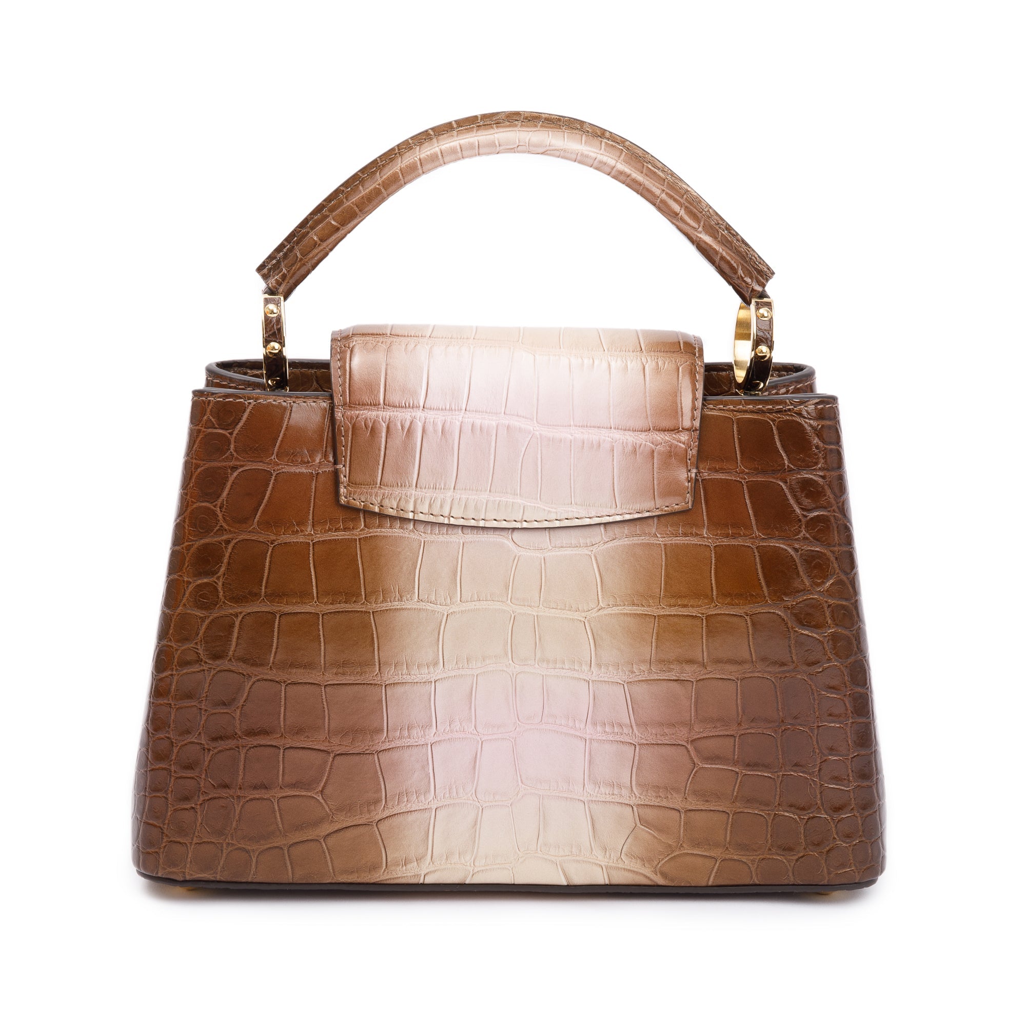Louis Vuitton 2022 Brown/ Gold Alligator Ombre Capucines BB w/ Strap, Box & Papers
