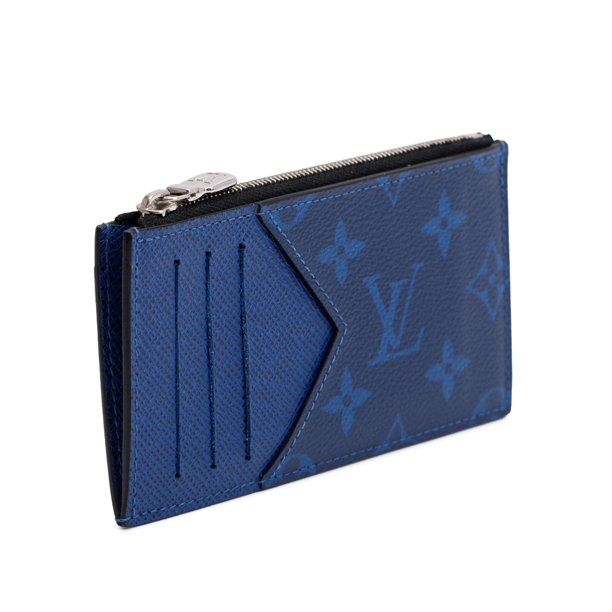 Louis Vuitton 2022 Cobalt Blue Monogram & Taigarama Leather Coin Card Holder