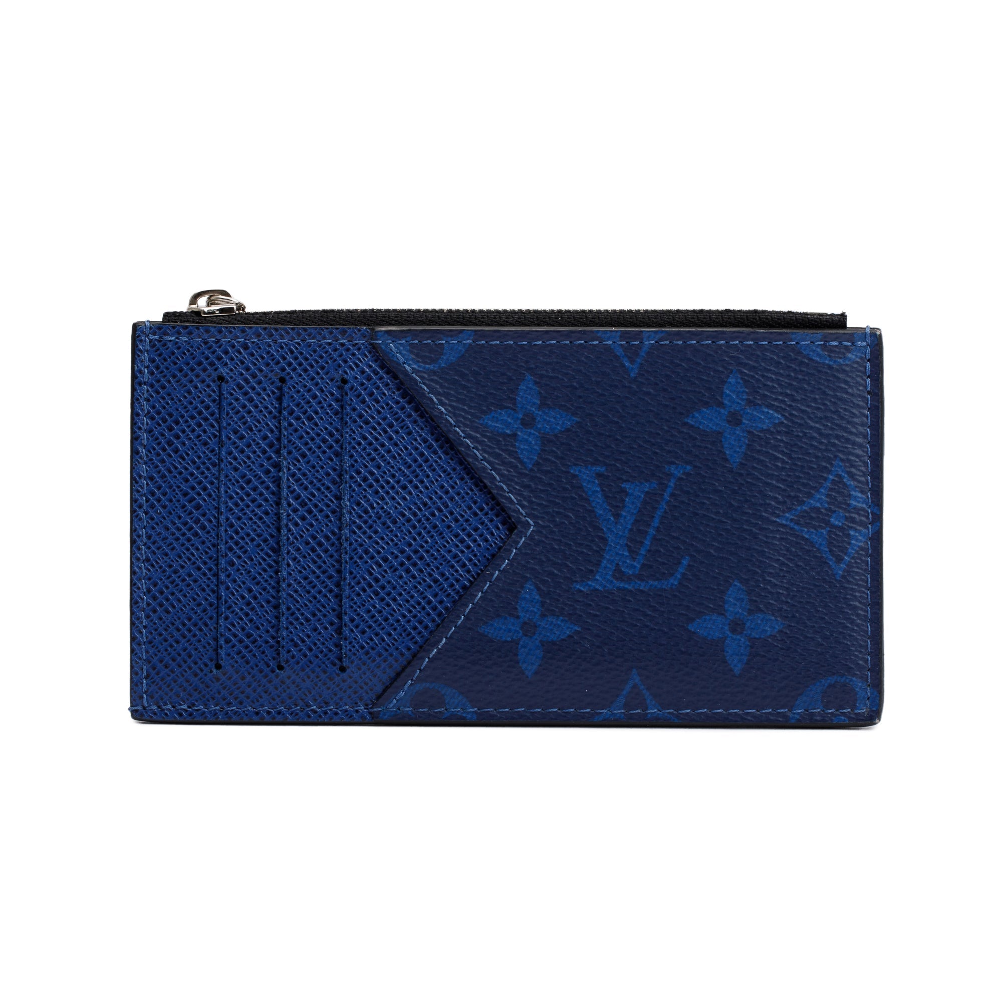 Louis Vuitton 2022 Cobalt Blue Monogram & Taigarama Leather Coin Card Holder