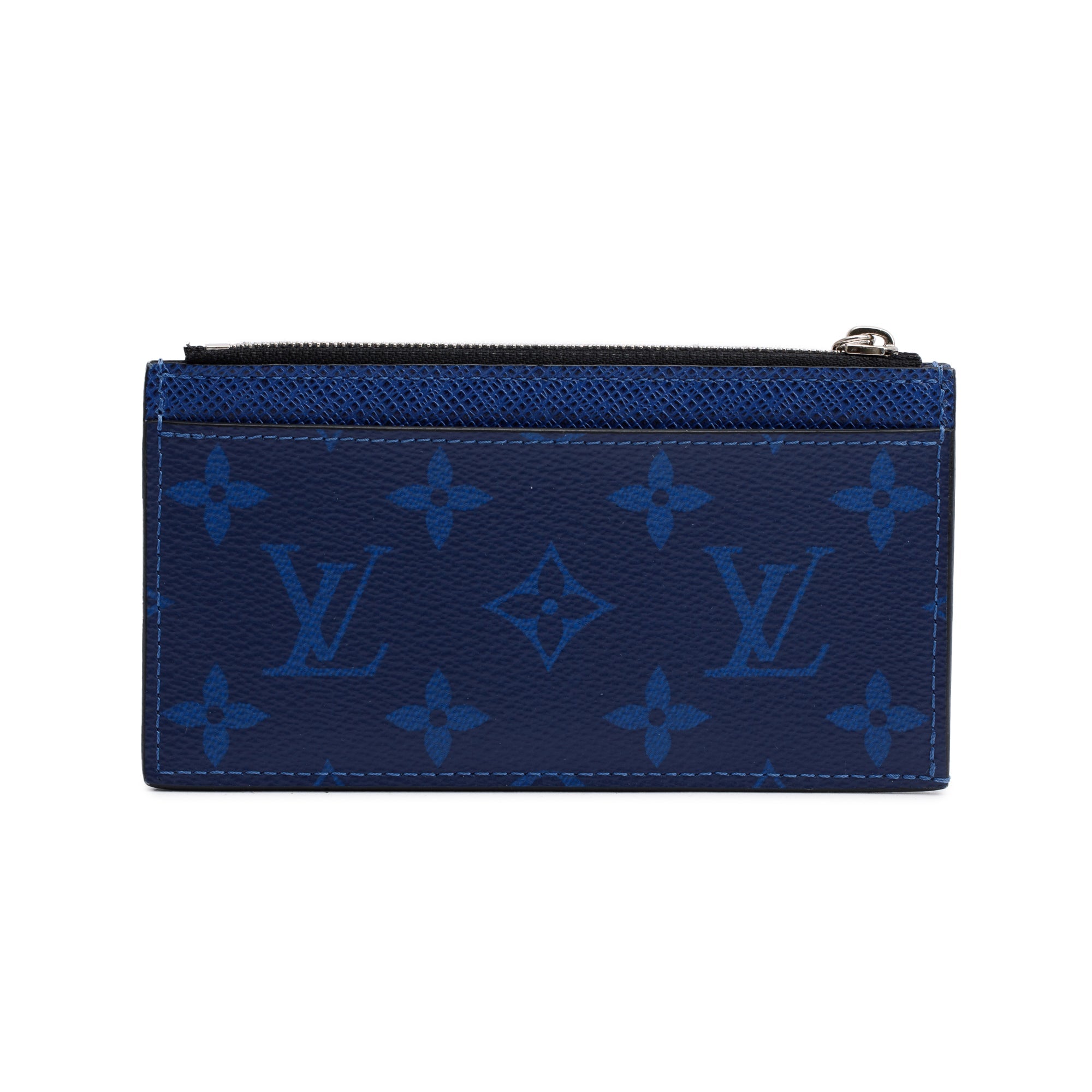 Louis Vuitton 2022 Cobalt Blue Monogram & Taigarama Leather Coin Card Holder
