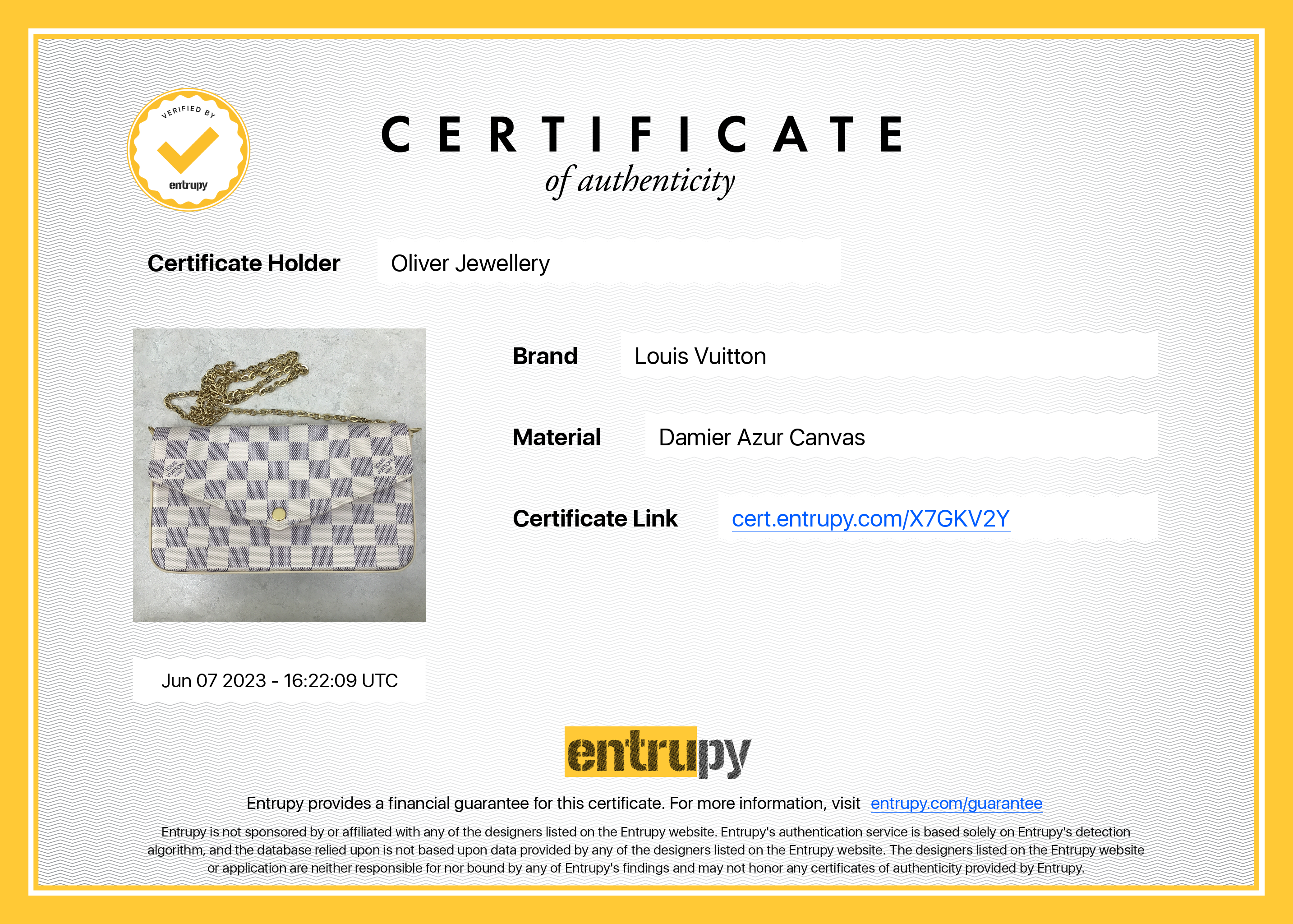 Louis Vuitton 2022 Damier Azur Felicie Pochette w/ Box & Inserts