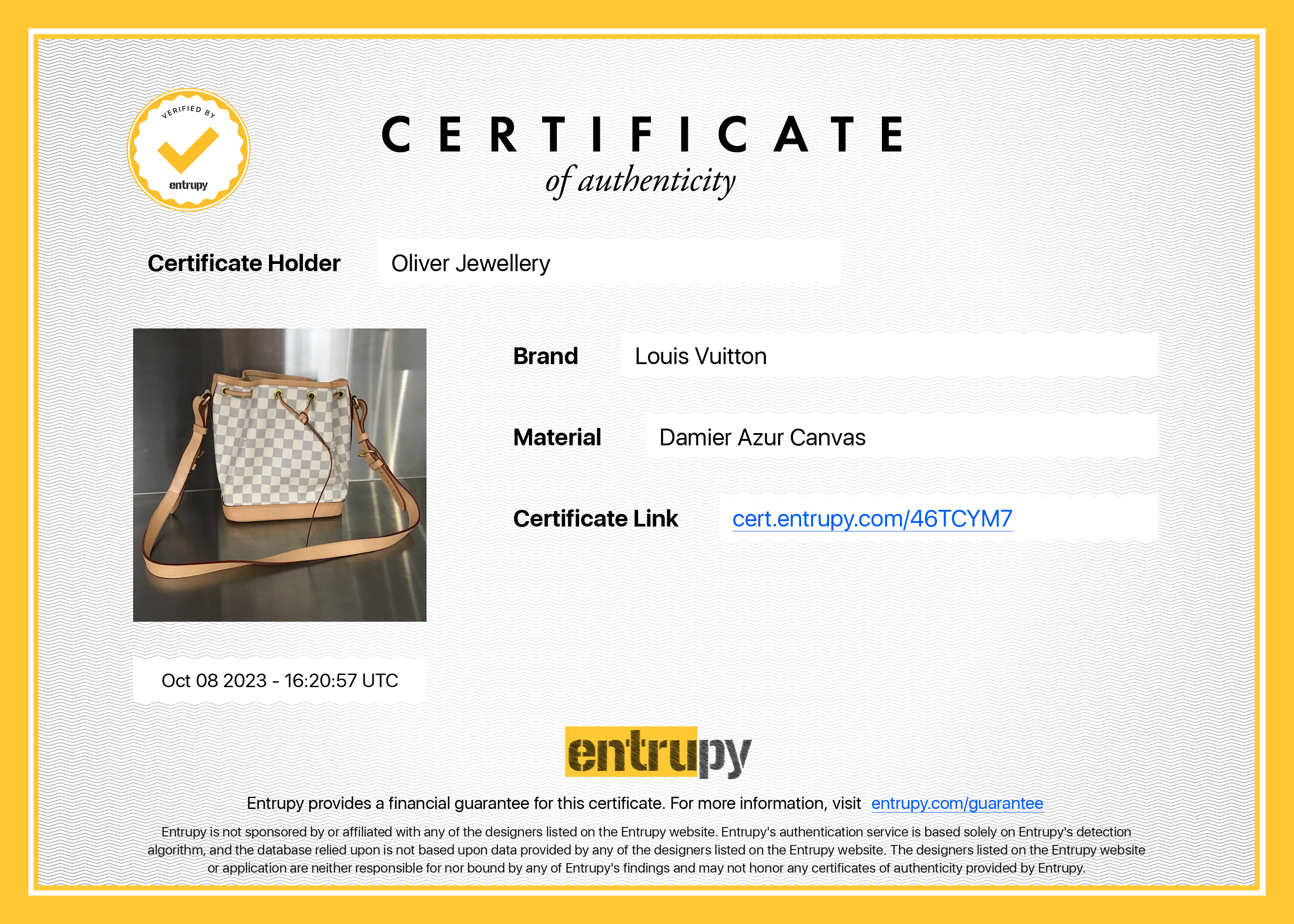 Louis Vuitton 2022 Damier Azur Noe BB w/ Box