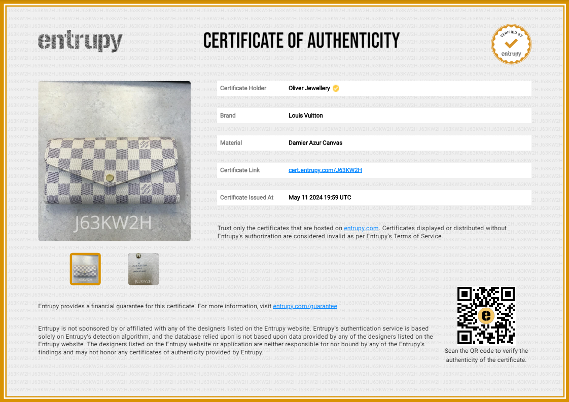 Louis Vuitton 2022 Damier Azur Sarah Wallet w/ Box