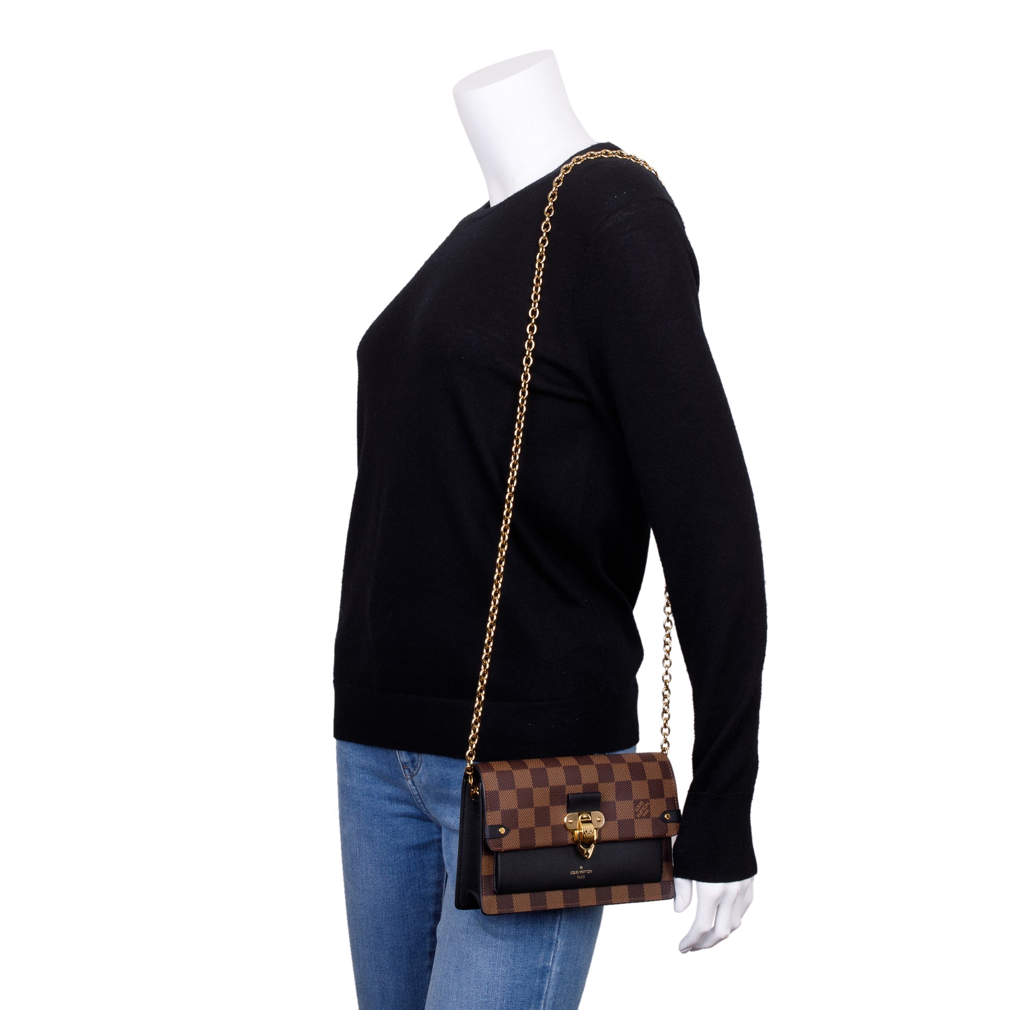 Louis Vuitton 2022 Damier Ebene Vavin Chain Wallet w/ Box