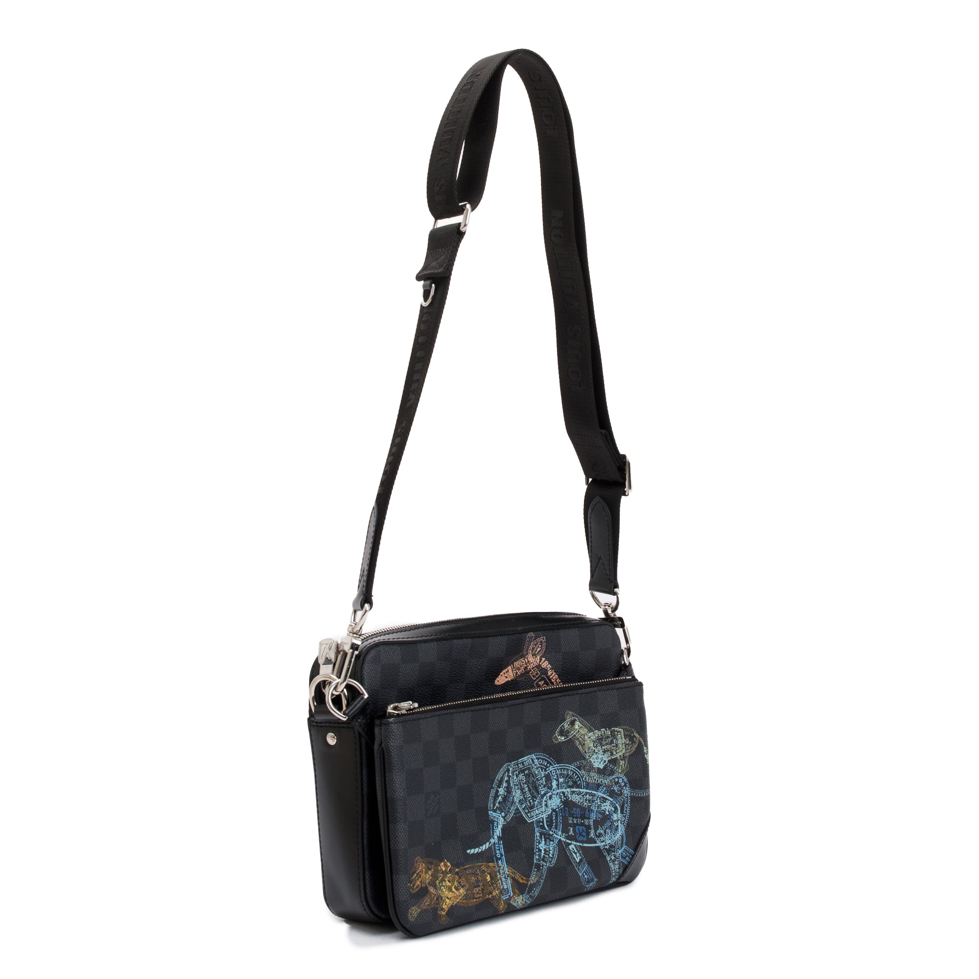 Louis Vuitton 2022 Damier Graphite Wild Animals Trio Messenger Bag