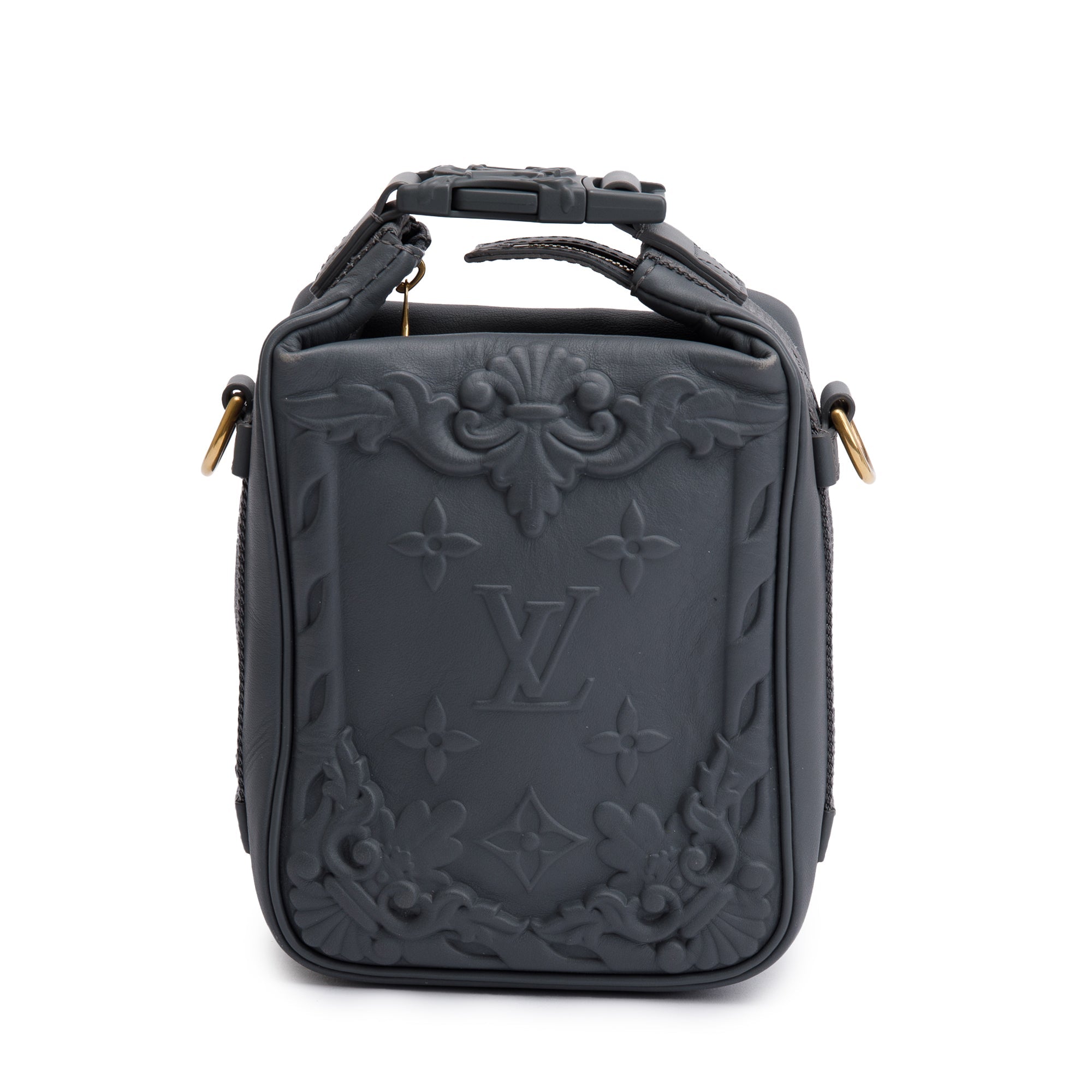 Louis Vuitton 2022 Dark Shadow Grey Embossed Calf Leather Cruiser Messenger Bag