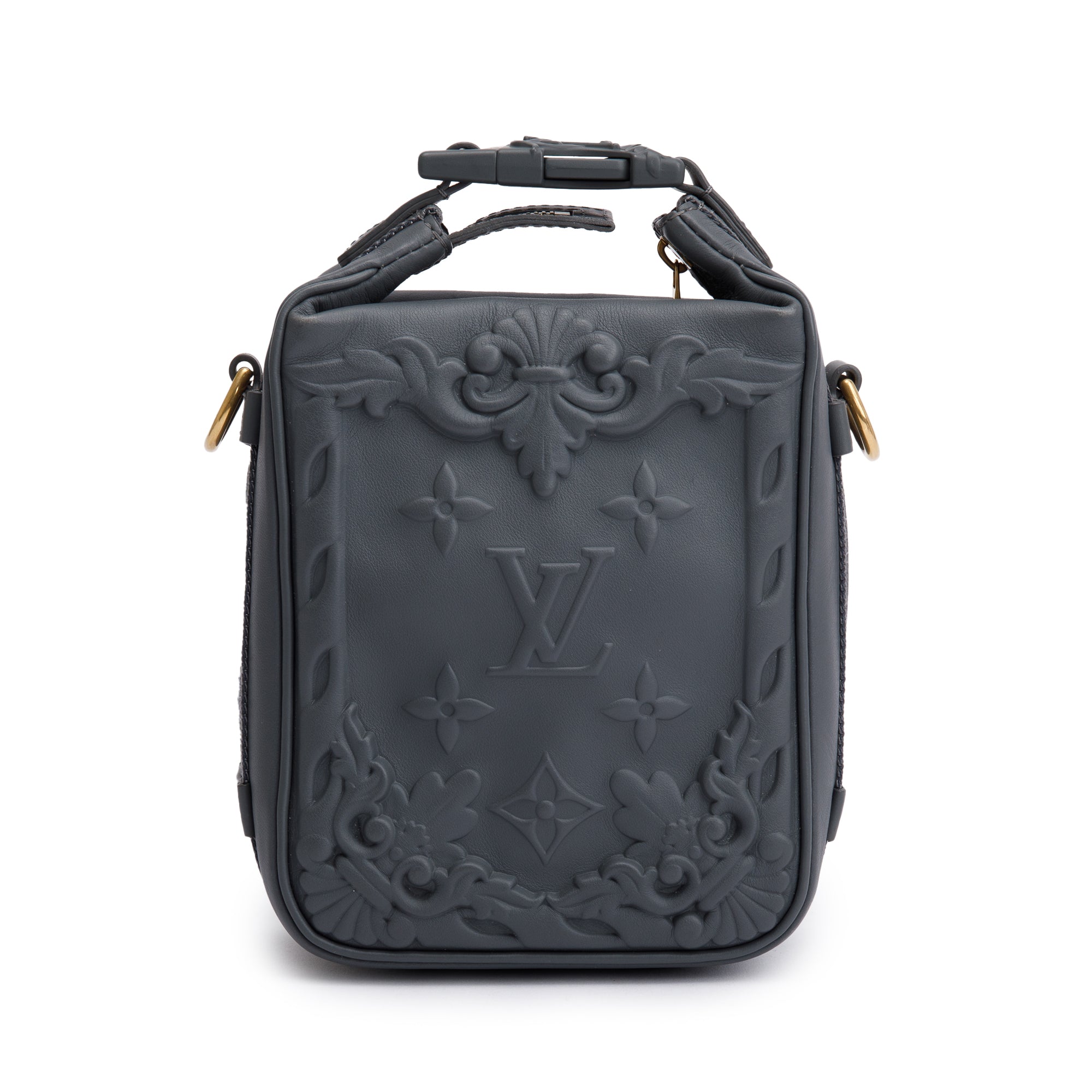 Louis Vuitton 2022 Dark Shadow Grey Embossed Calf Leather Cruiser Messenger Bag